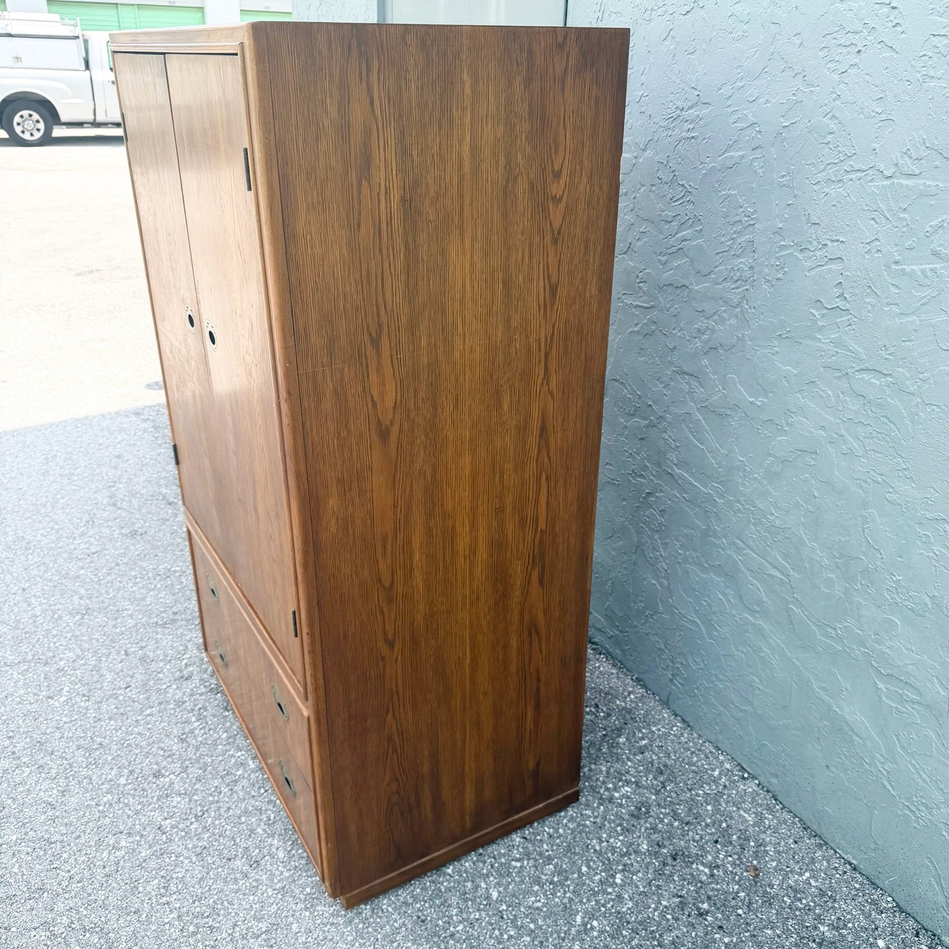 Drexel “Passages” Campaign Style Armoire Dolphin & Flamingo