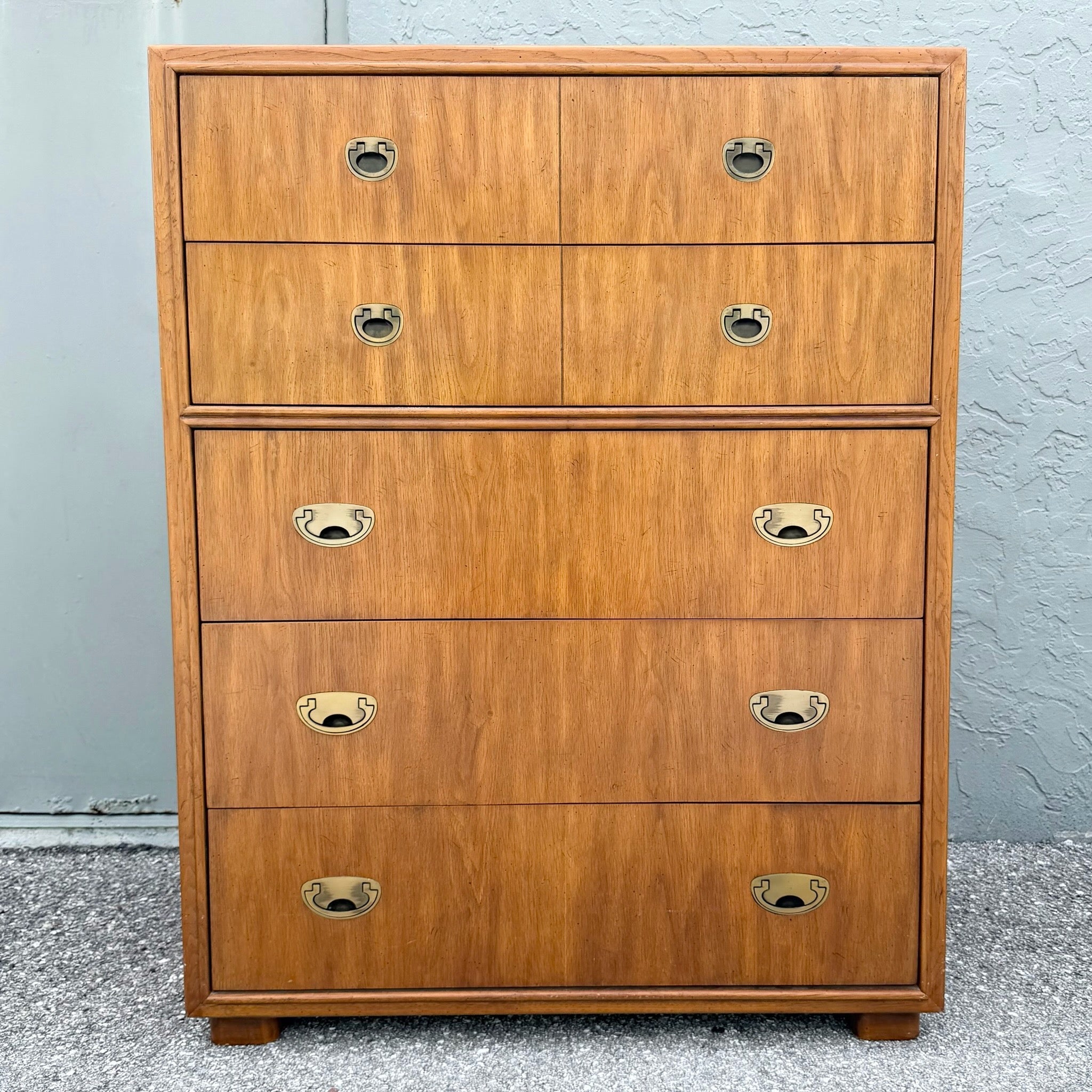 Drexel “Passages” Campaign Style Highboy Dresser Dolphin & Flamingo