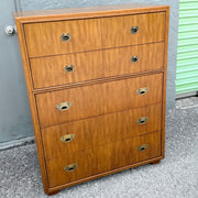 Drexel “Passages” Campaign Style Highboy Dresser Dolphin & Flamingo