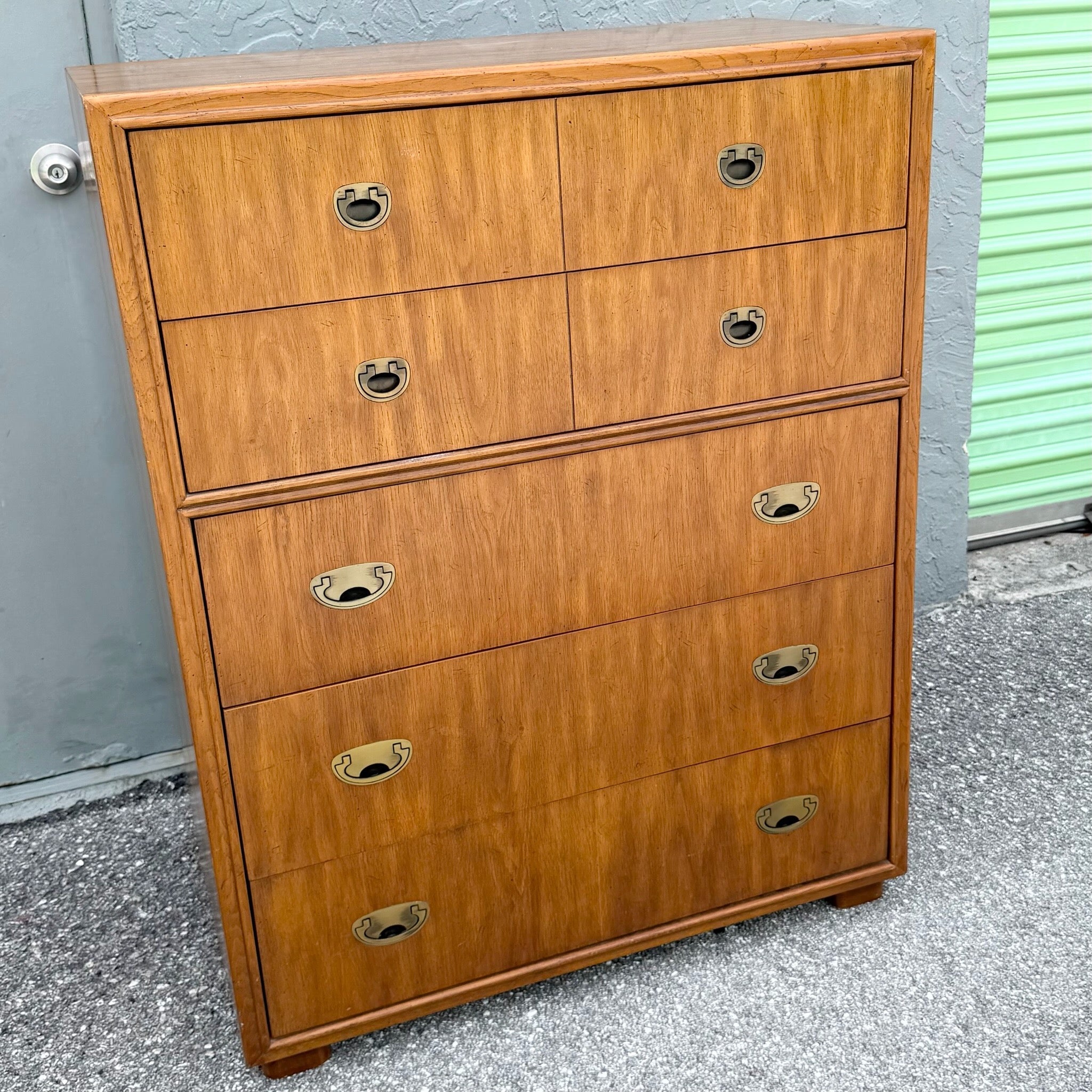 Drexel “Passages” Campaign Style Highboy Dresser Dolphin & Flamingo