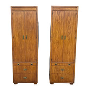 Drexel Passages Campaign Style Armoires - A Pair Dolphin & Flamingo