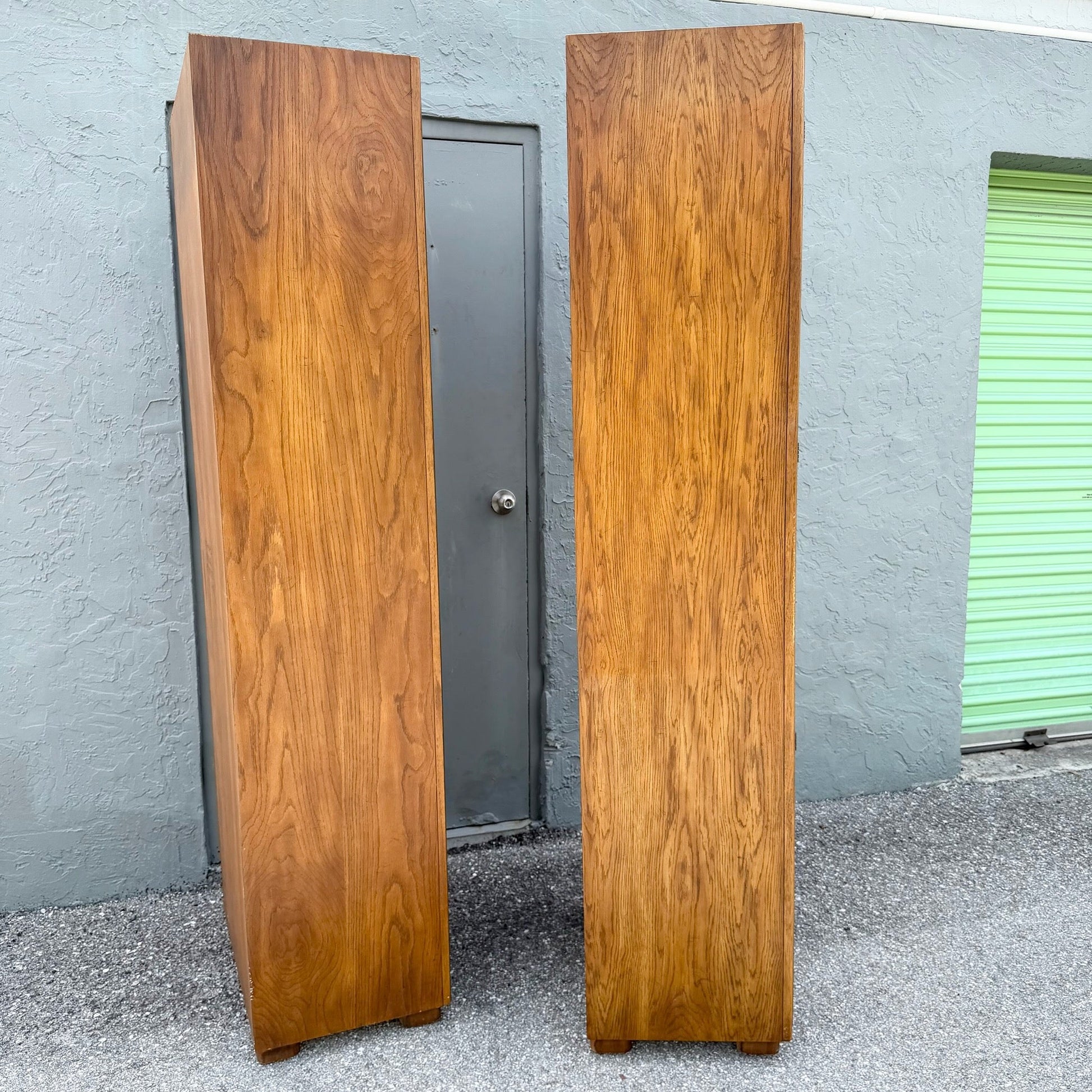 Drexel Passages Campaign Style Armoires - A Pair Dolphin & Flamingo