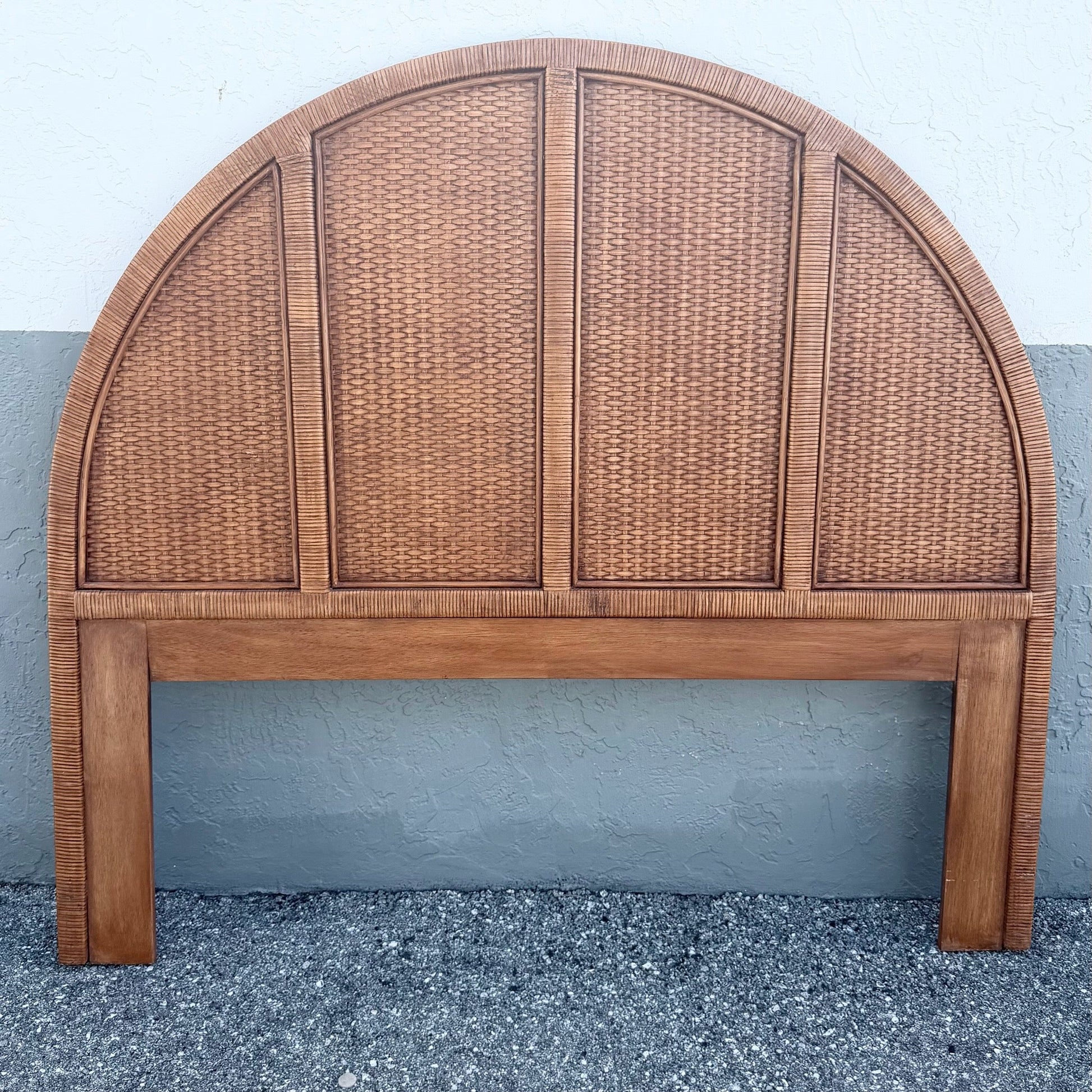 Boho Chic Wicker Queen Size Headboard Dolphin & Flamingo