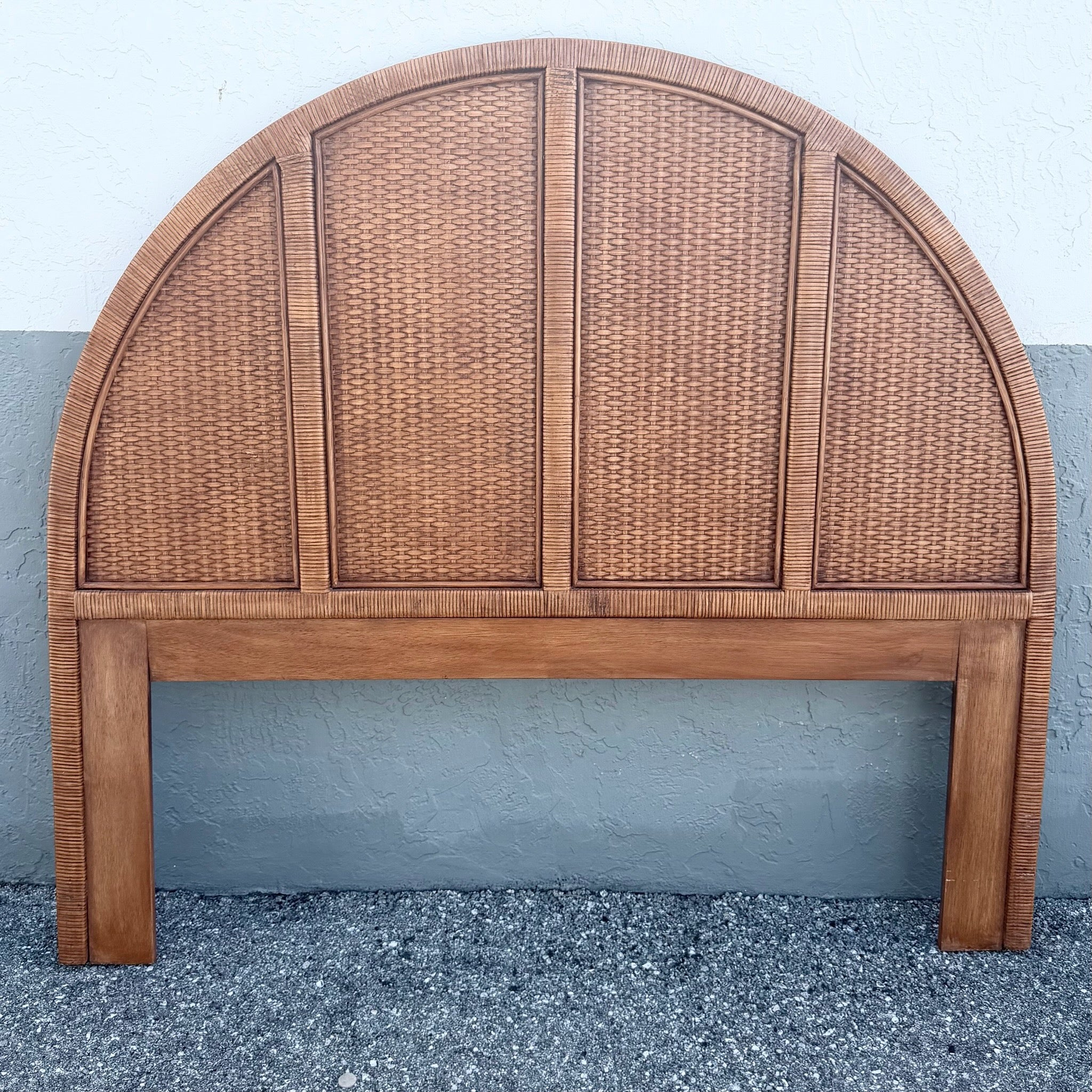 Boho Chic Wicker Queen Size Headboard Dolphin & Flamingo