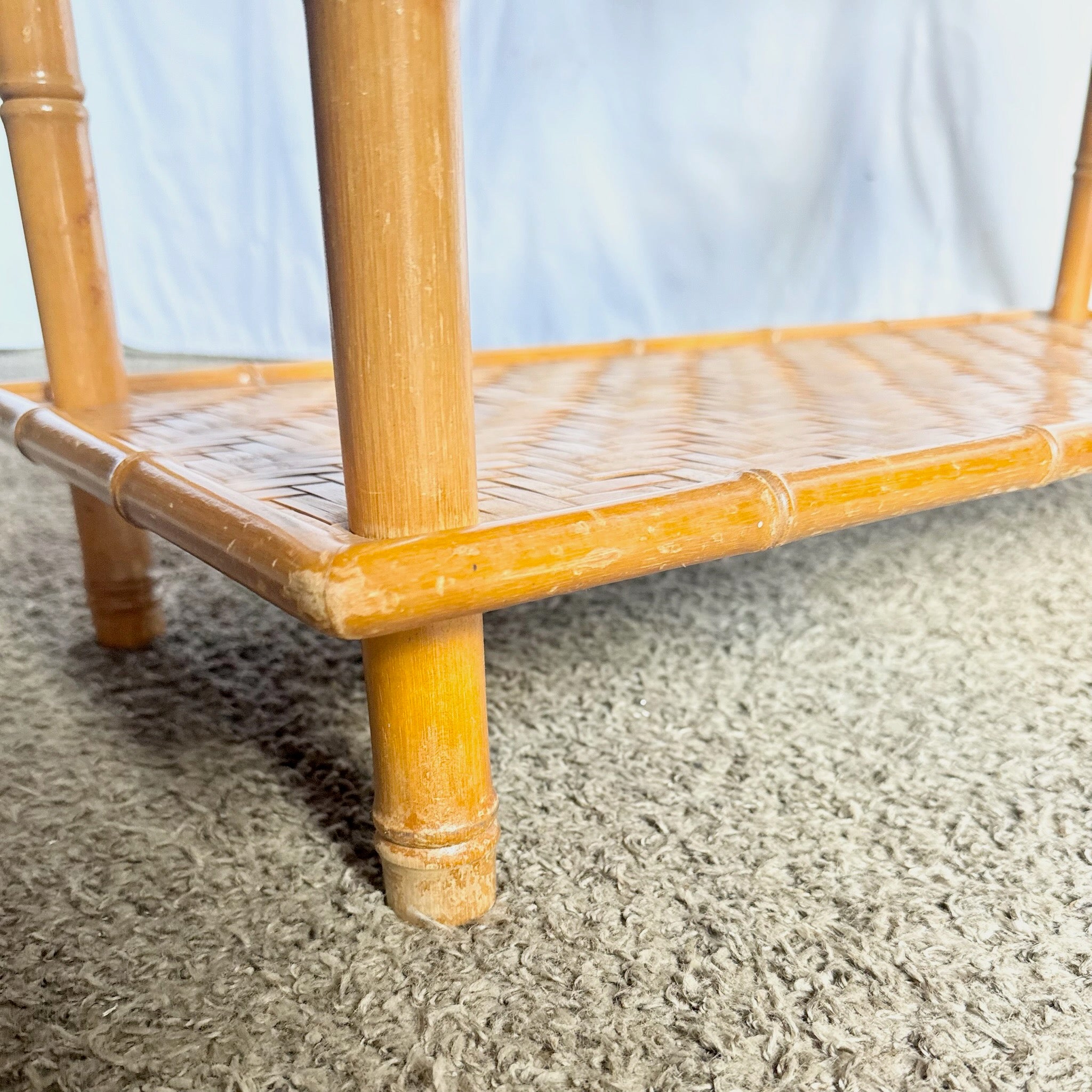 Boho Chic Faux Bamboo Herringbone Bookshelf/Etagere