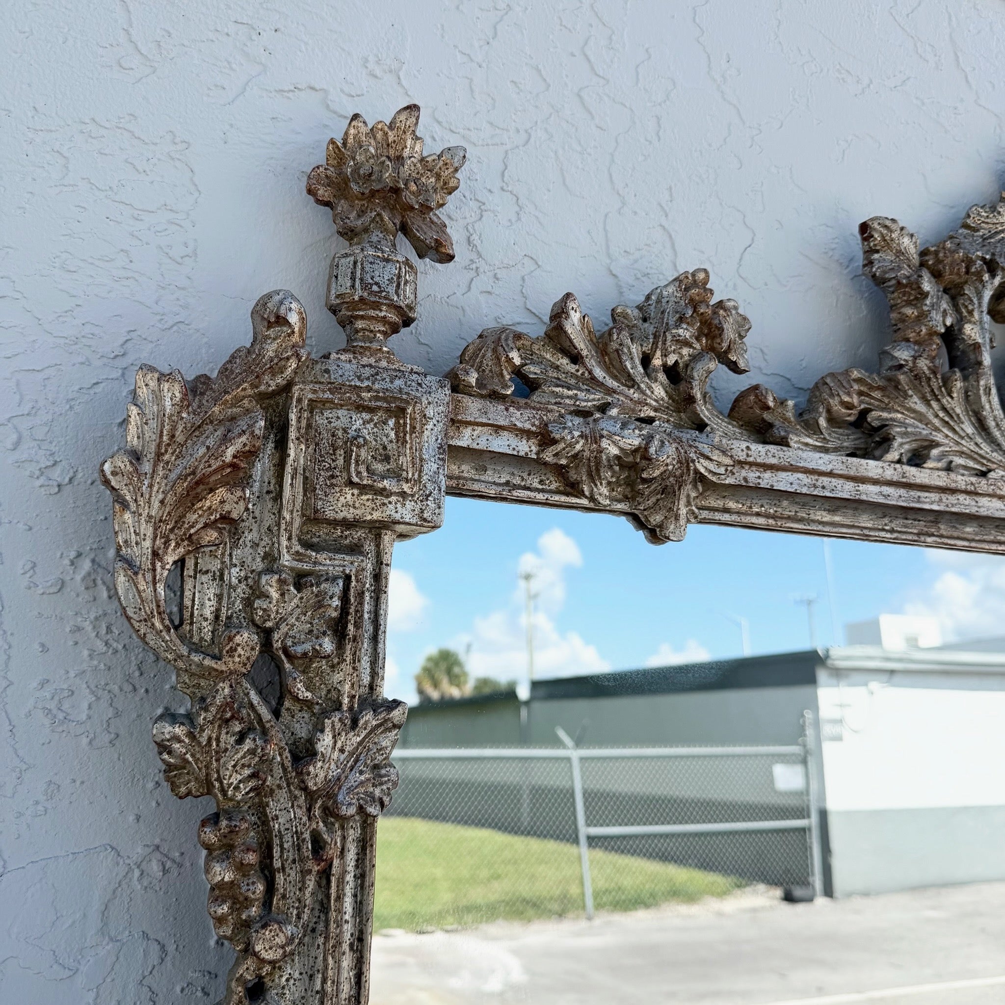 Italian Antique-Style Venetian Mantel Mirror Dolphin & Flamingo