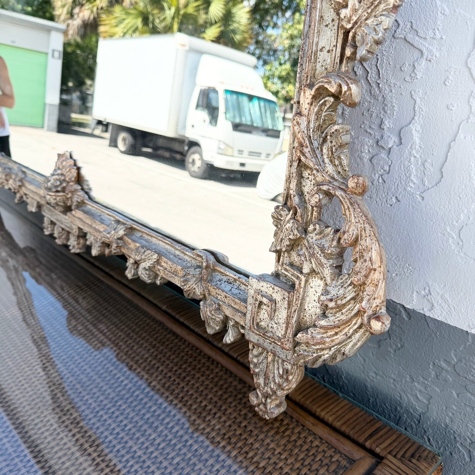 Italian Antique-Style Venetian Mantel Mirror Dolphin & Flamingo