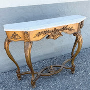Vintage French Style Marble Top Wooden Console Table Dolphin & Flamingo