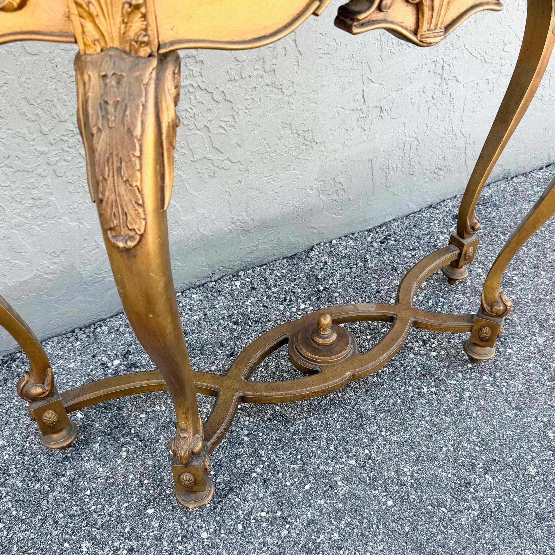 Vintage French Style Marble Top Wooden Console Table Dolphin & Flamingo