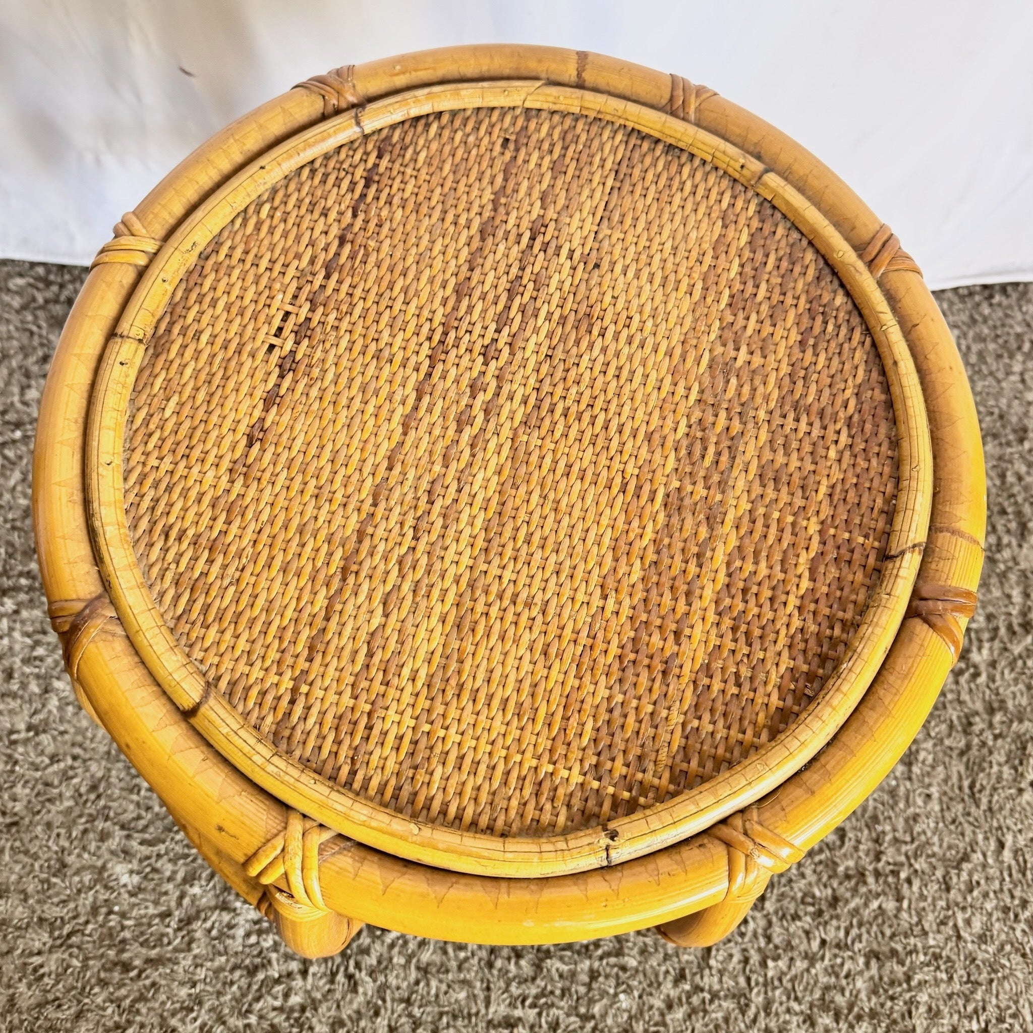 Boho Chic Circular Drum Stool/Side Table