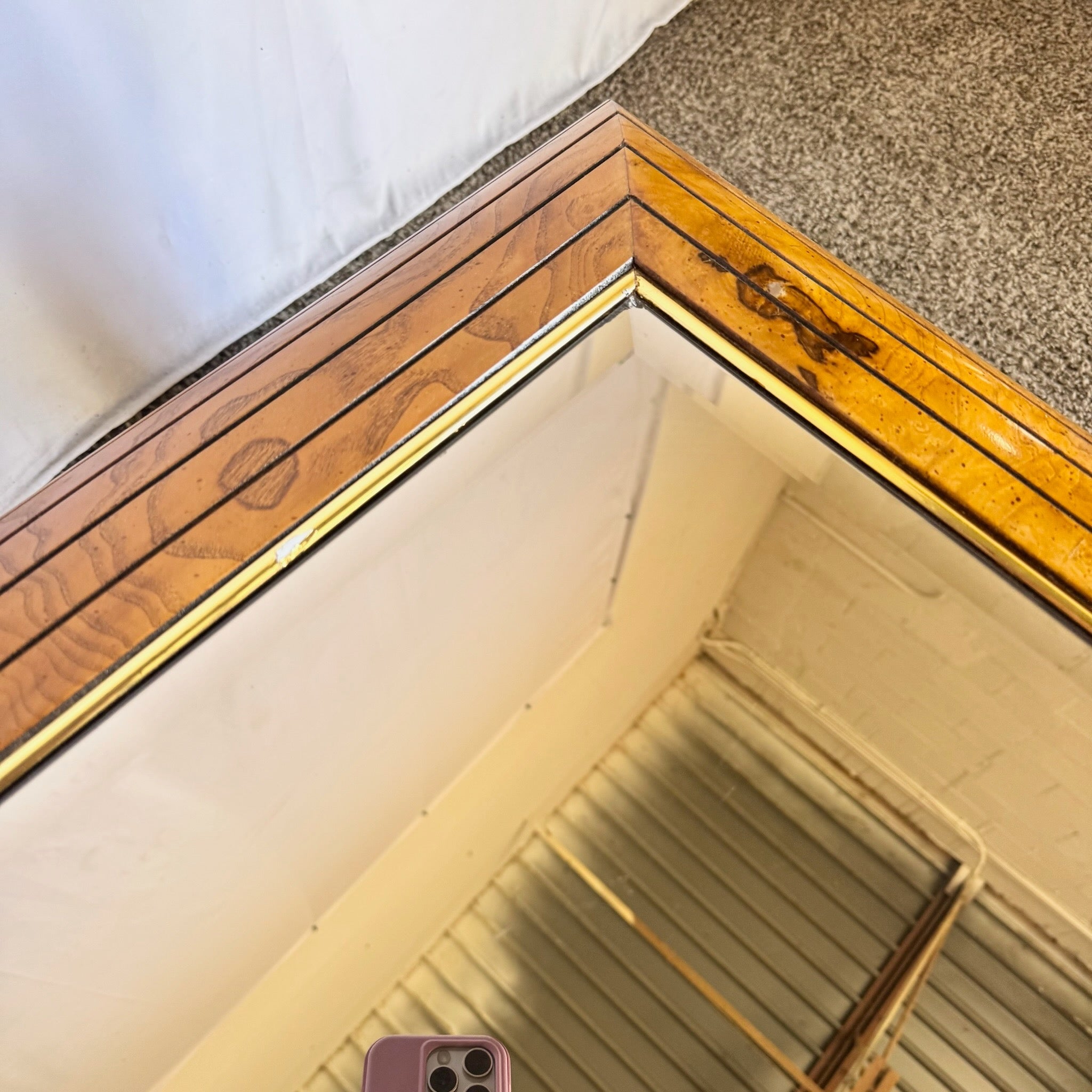 Mid Century Modern Waterfall Oak Smoked Mirror Coffee Table