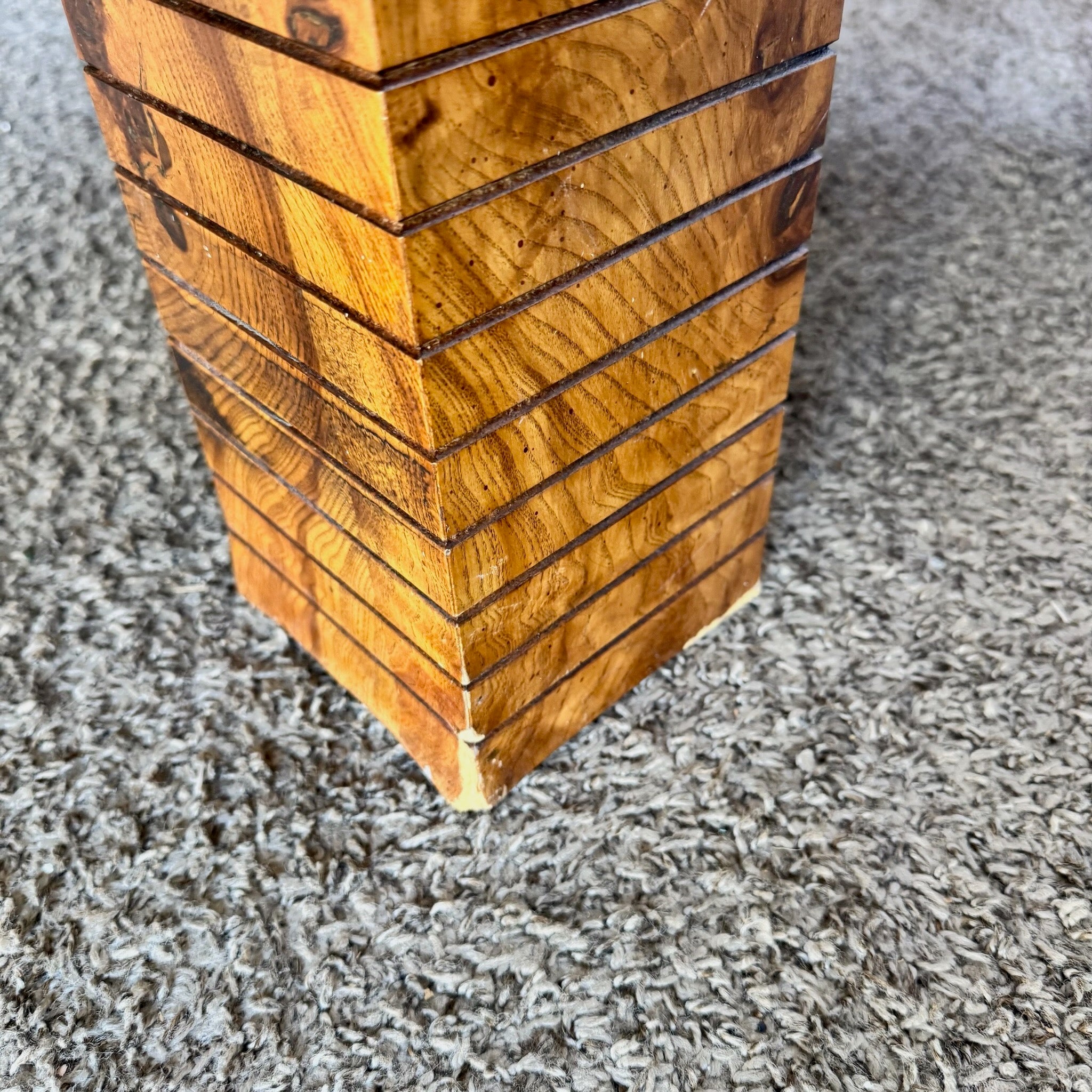 Mid Century Modern Waterfall Oak Smoked Mirror Coffee Table