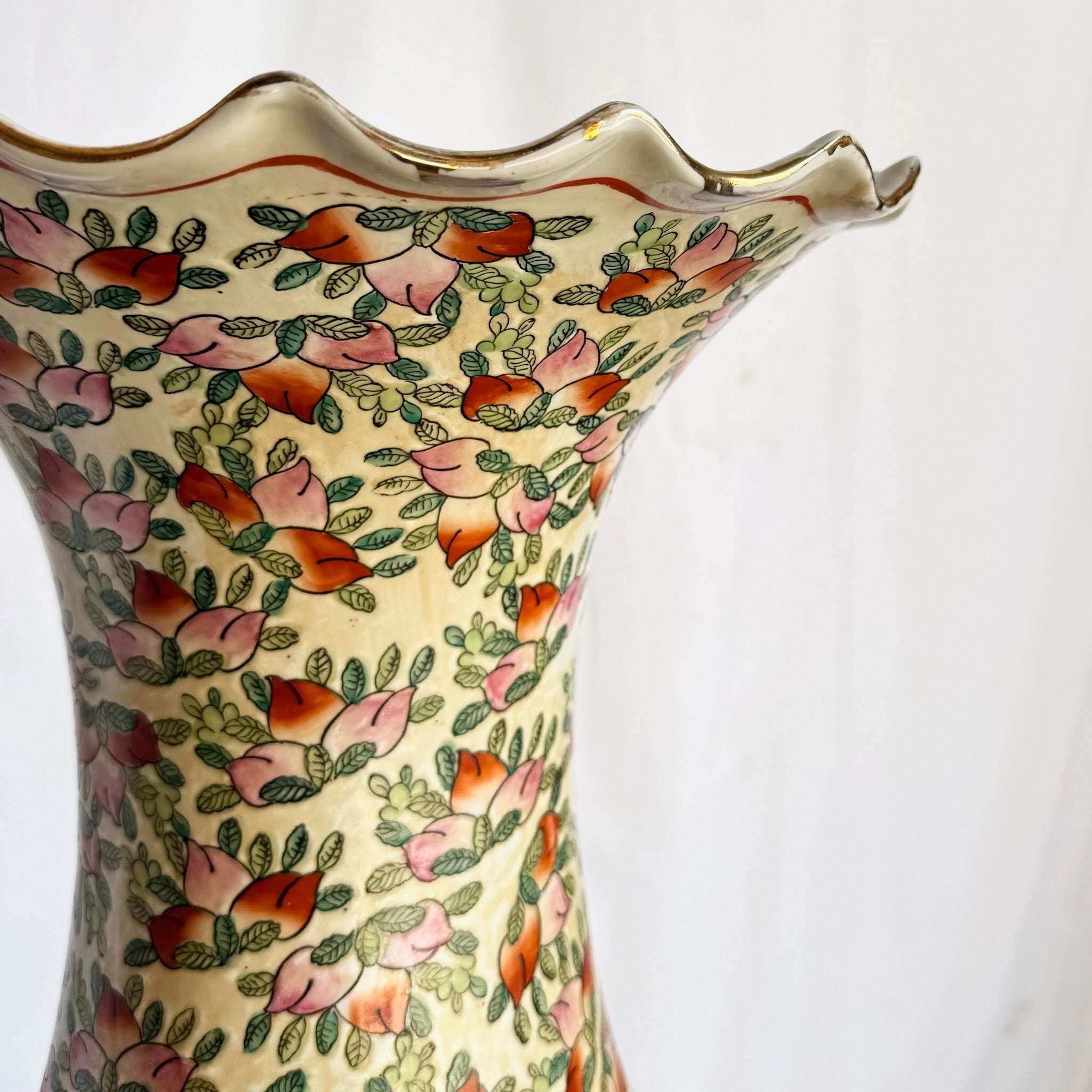 Vintage Chinese Hand Painted Porcelain Floor Vase