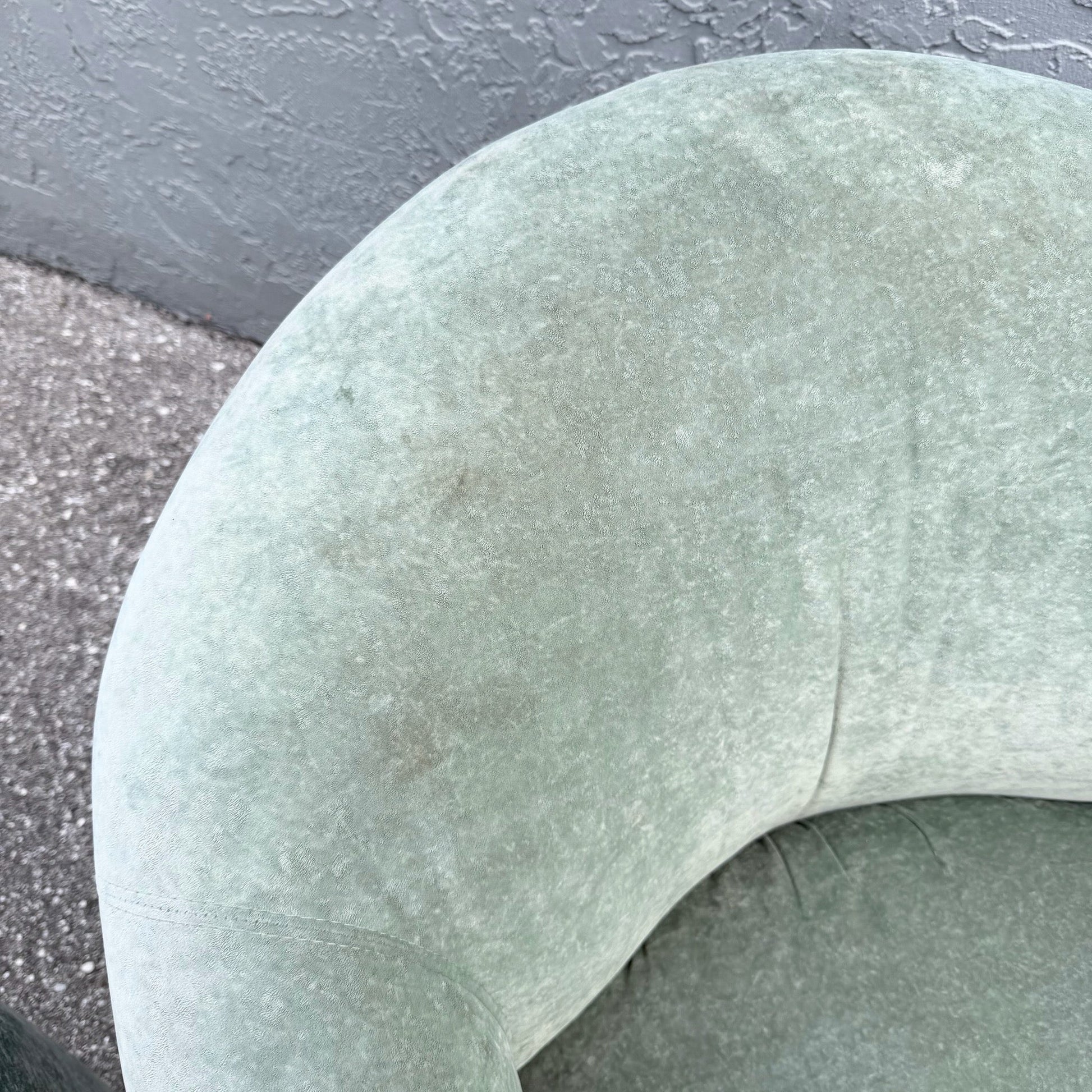 Postmodern Sculpted Sage Mint Green Velvet Lounge Chairs - A Pair Dolphin & Flamingo