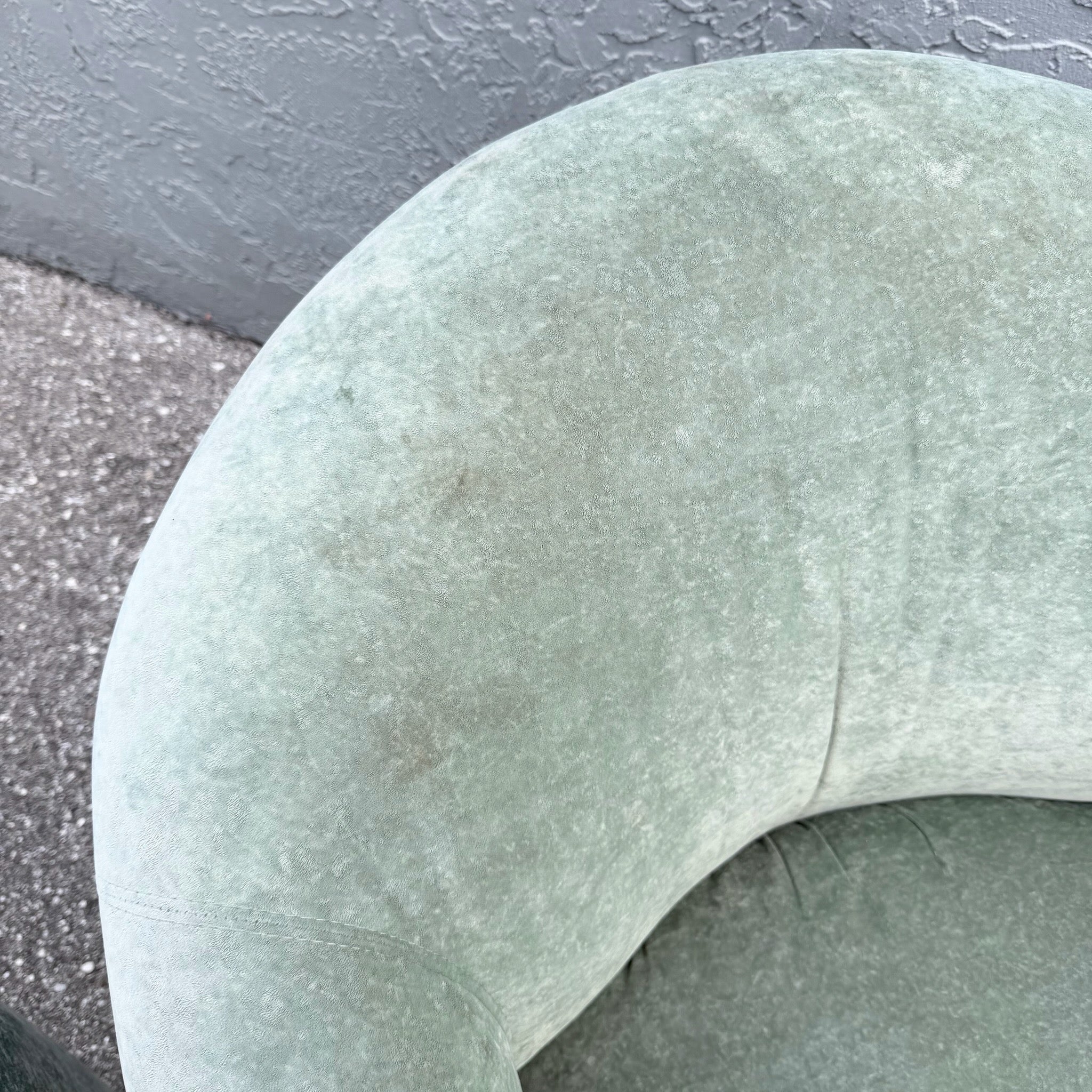 Postmodern Sculpted Sage Mint Green Velvet Lounge Chairs - A Pair Dolphin & Flamingo