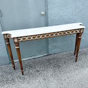 Vintage Marble Top French Provincial Console Table Dolphin & Flamingo