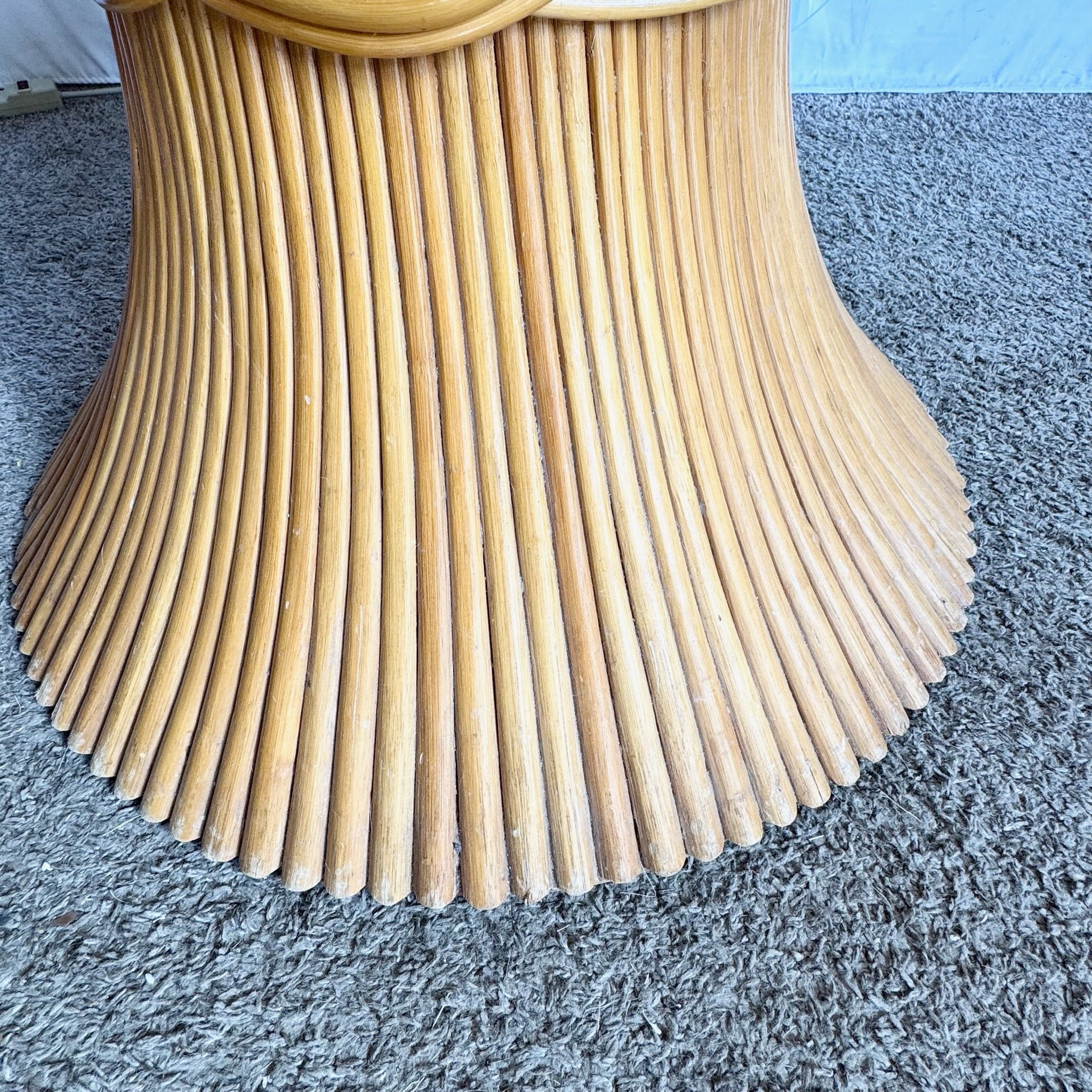 Boho Chic McGuire Style Sheaf of Wheat Circular Glass Top Dining Table