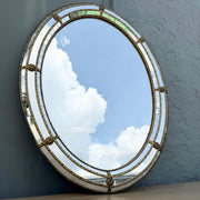 Vintage Venetian Style Oval Wall Mirror Dolphin & Flamingo