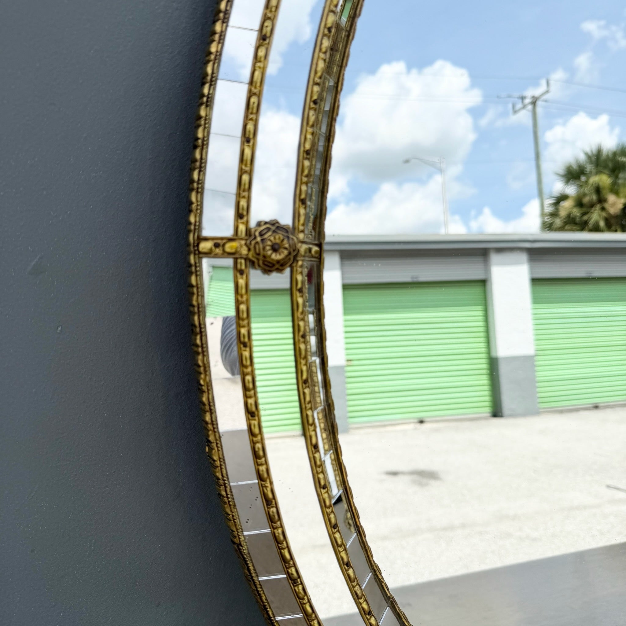 Vintage Venetian Style Oval Wall Mirror Dolphin & Flamingo