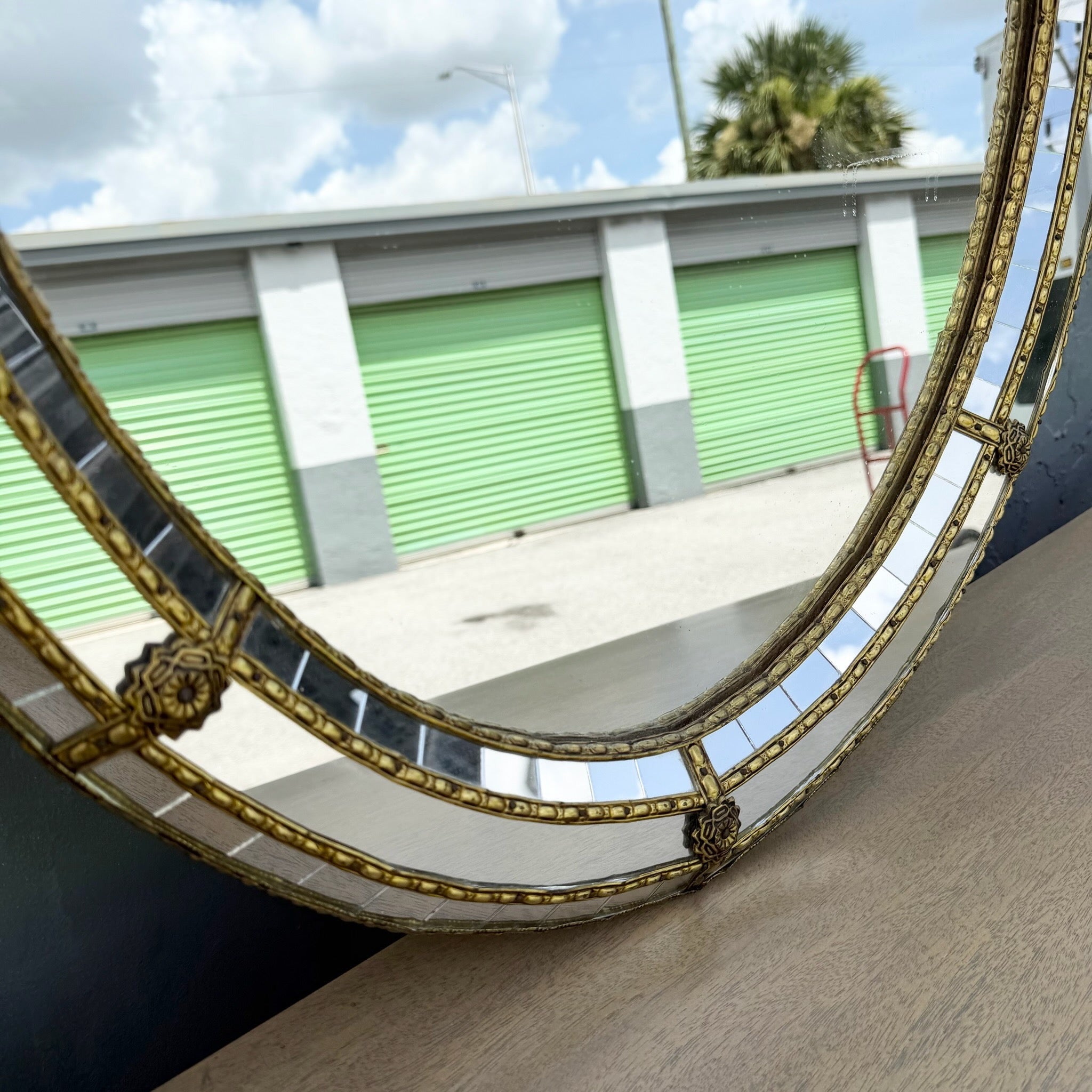 Vintage Venetian Style Oval Wall Mirror Dolphin & Flamingo