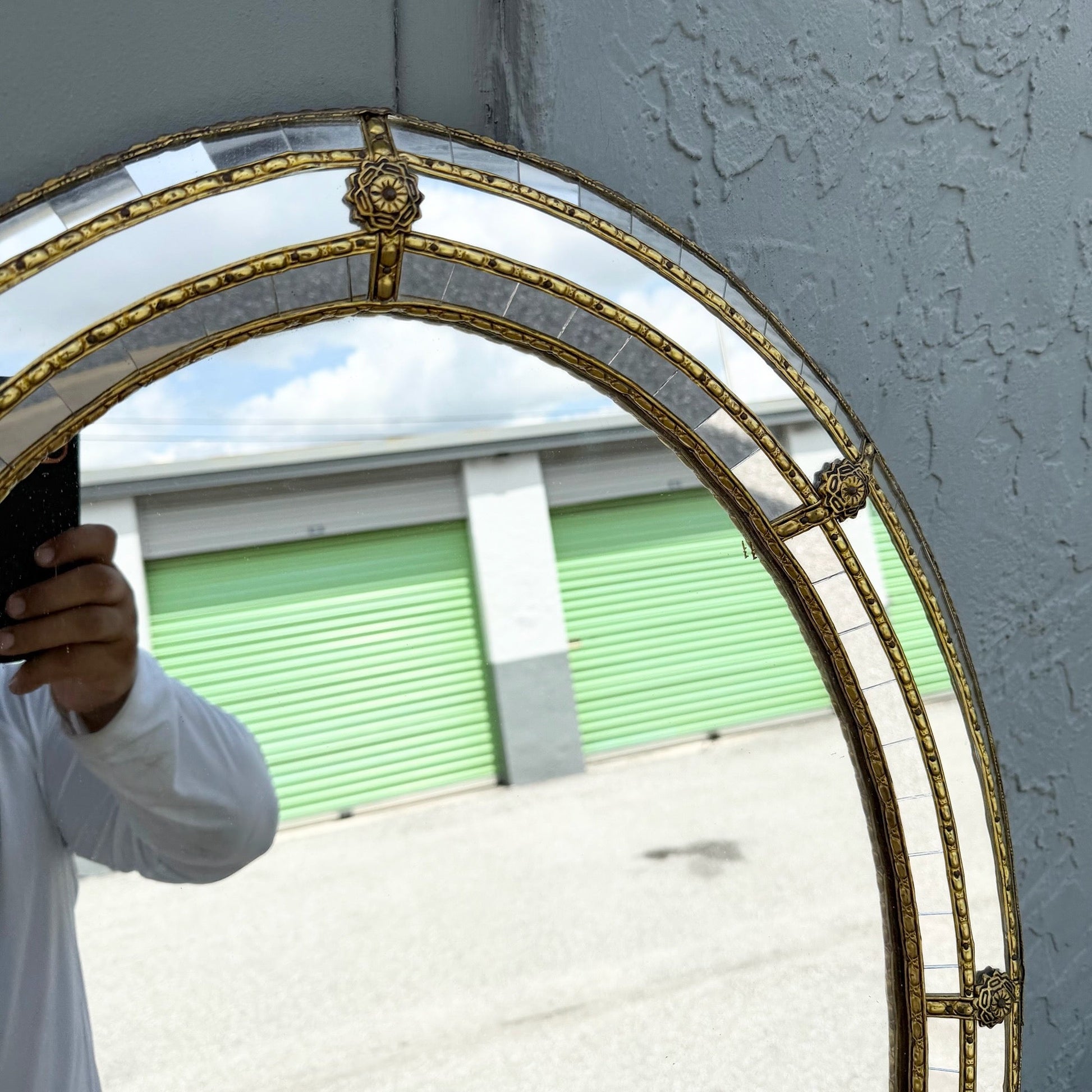 Vintage Venetian Style Oval Wall Mirror Dolphin & Flamingo