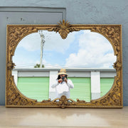 Vintage Rococo Style Gold Wooden Mirror Dolphin & Flamingo