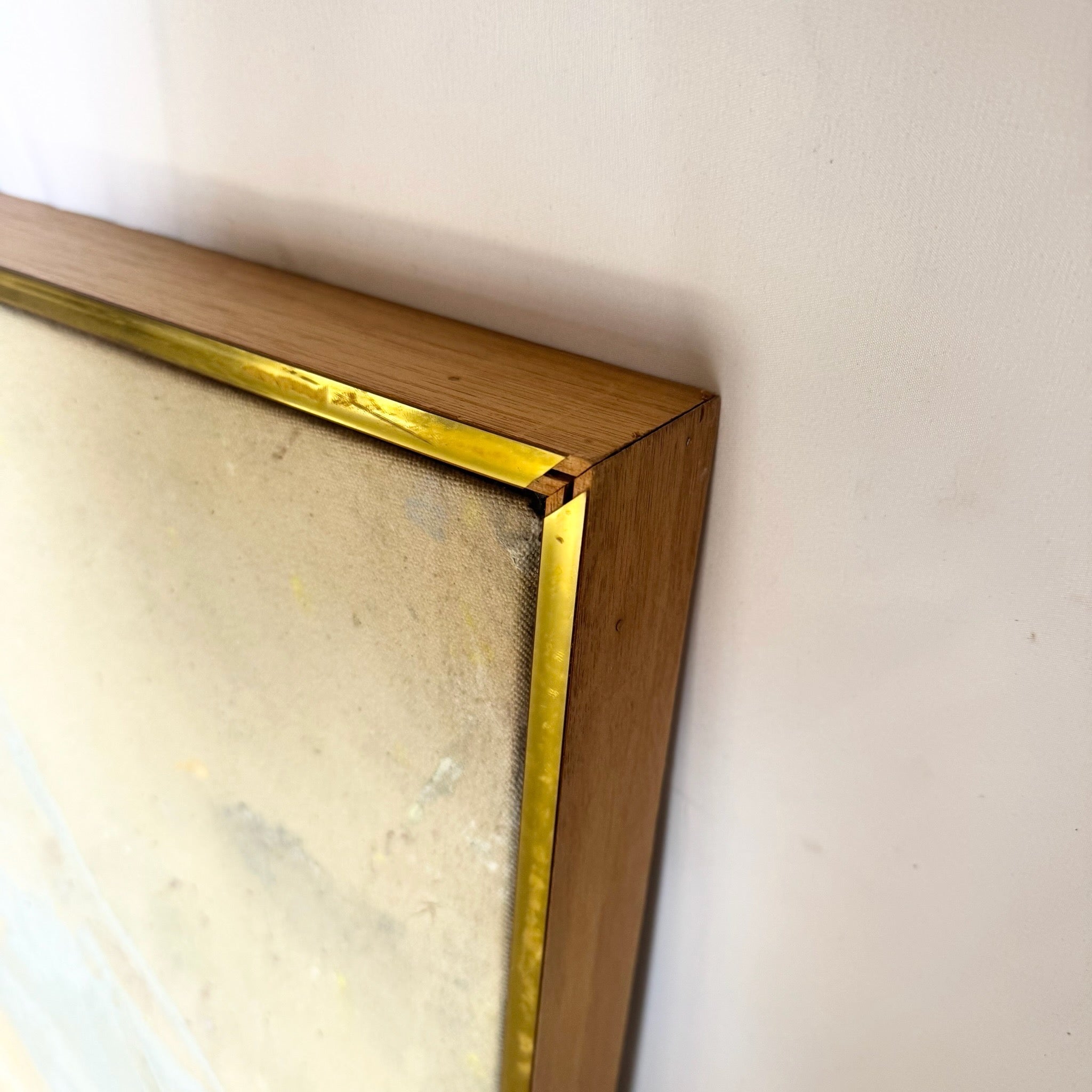 Vintage Abstract Oil Painting in Wood Frame With Gold Trim