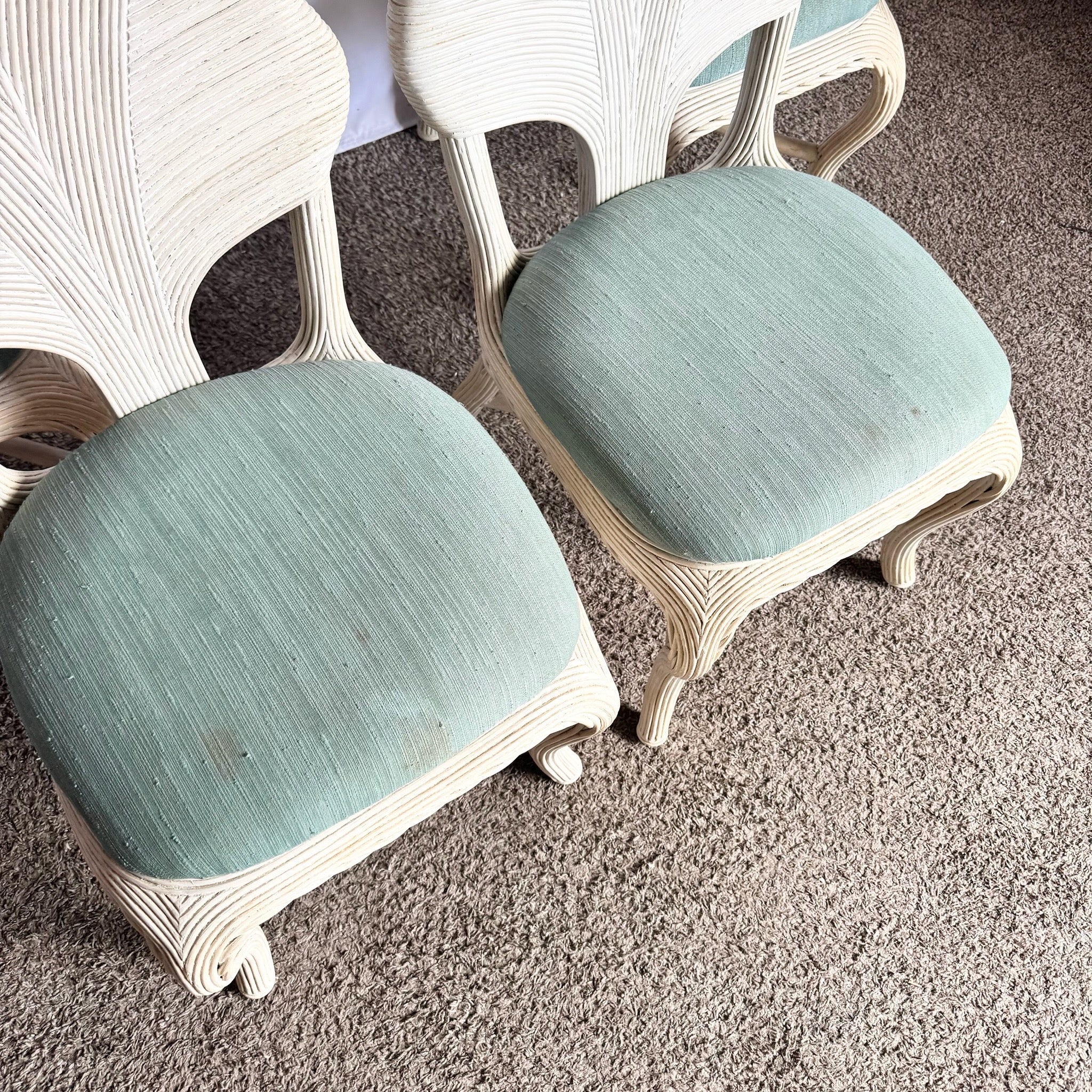 Boho Chic Pencil Read Leaf Back Dining Chairs - Set of 4