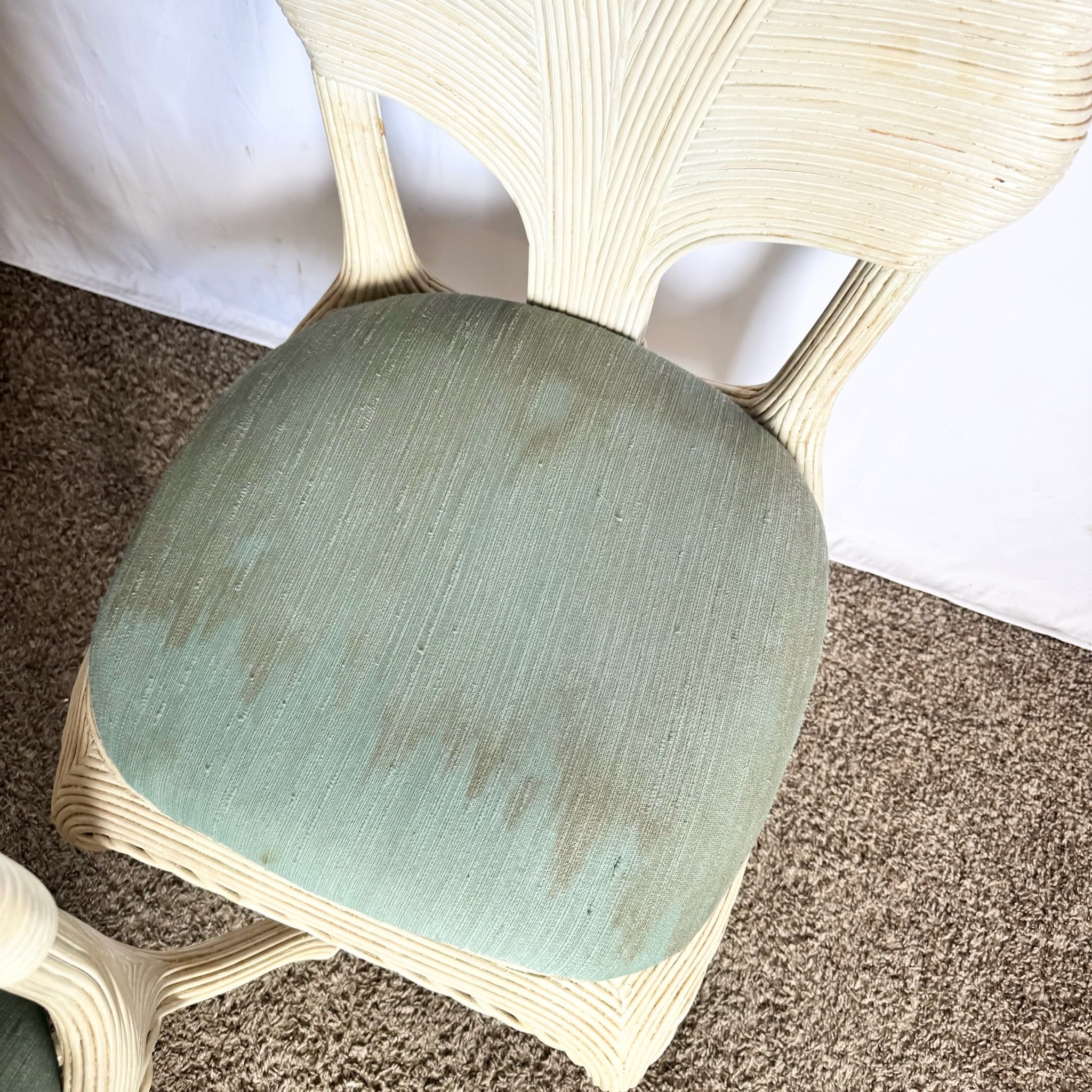 Boho Chic Pencil Read Leaf Back Dining Chairs - Set of 4