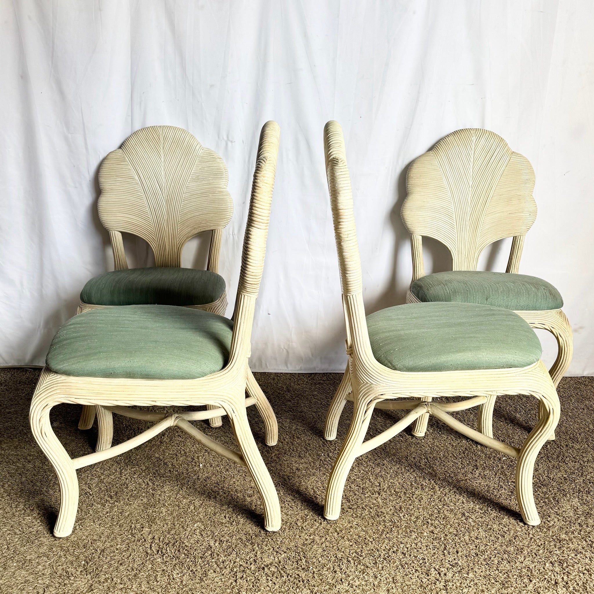 Boho Chic Pencil Read Leaf Back Dining Chairs - Set of 4