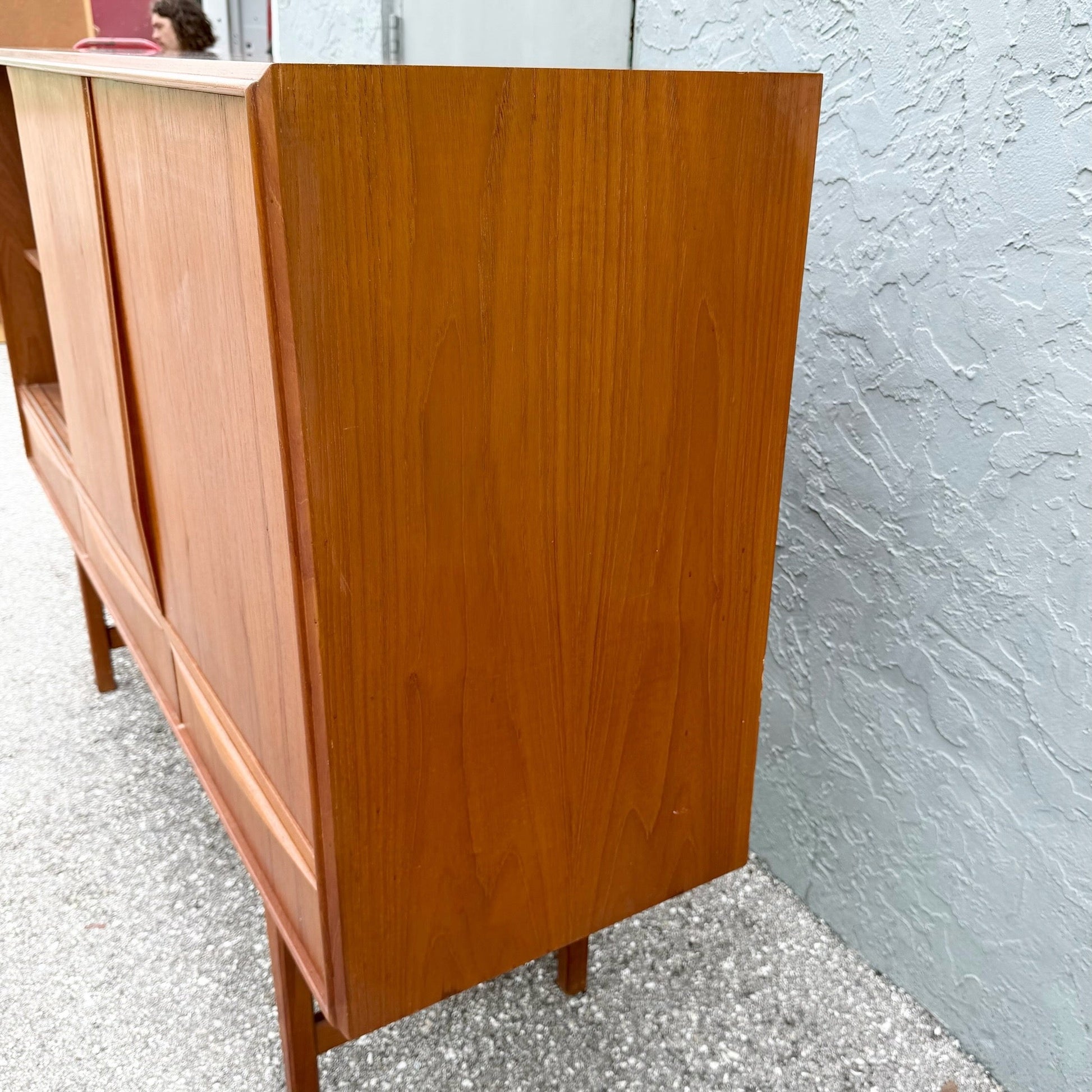Vintage Mid Century Modern Scandinavian Teak Credenza Dolphin & Flamingo