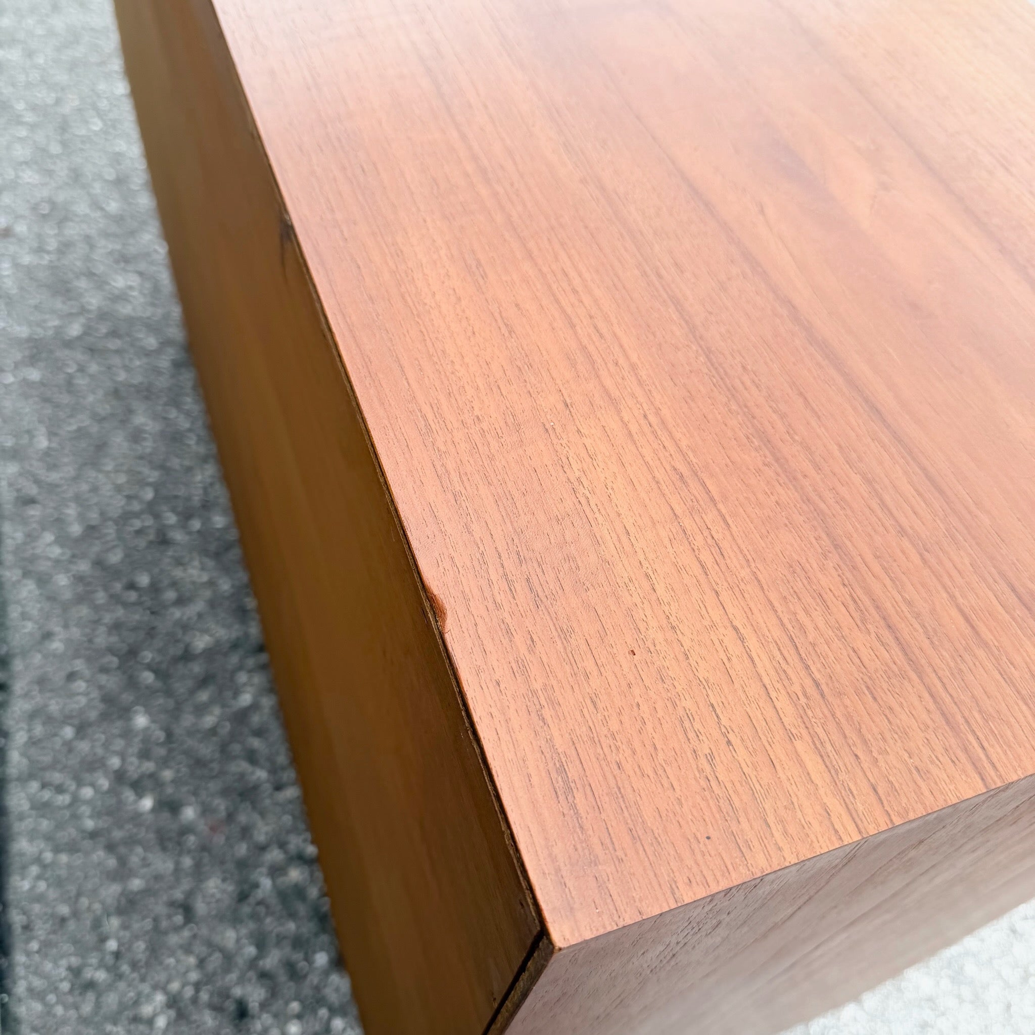 Vintage Mid Century Modern Scandinavian Teak Credenza Dolphin & Flamingo
