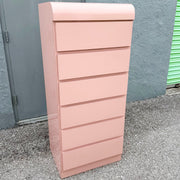 Postmodern Pink Gloss Laminate Waterfall Highboy/Lingerie Armoire Dolphin & Flamingo