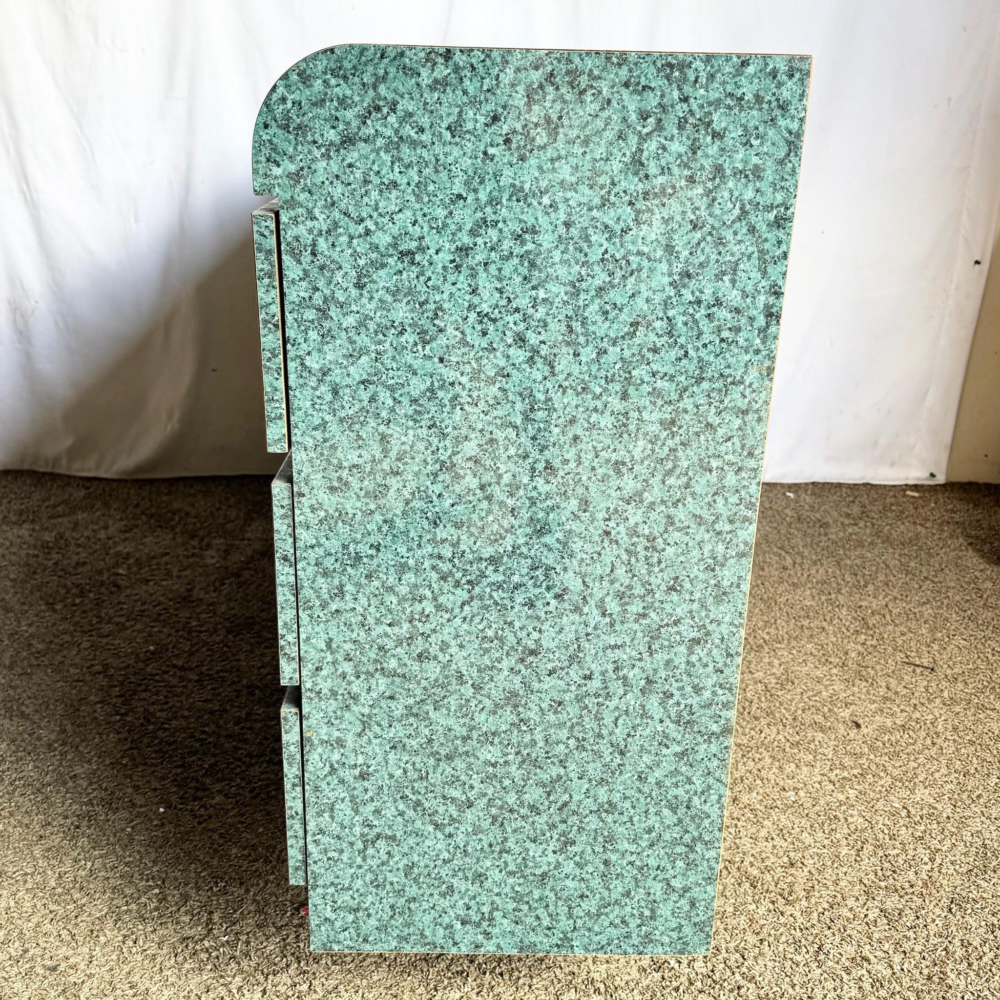 Postmodern Faux Teal Granite Waterfall Dresser