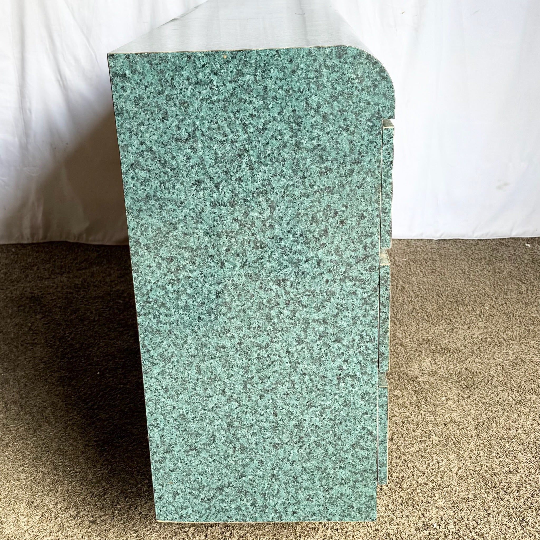 Postmodern Faux Teal Granite Waterfall Dresser