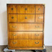 Vintage Campaign Highboy Dresser by Thomasville
