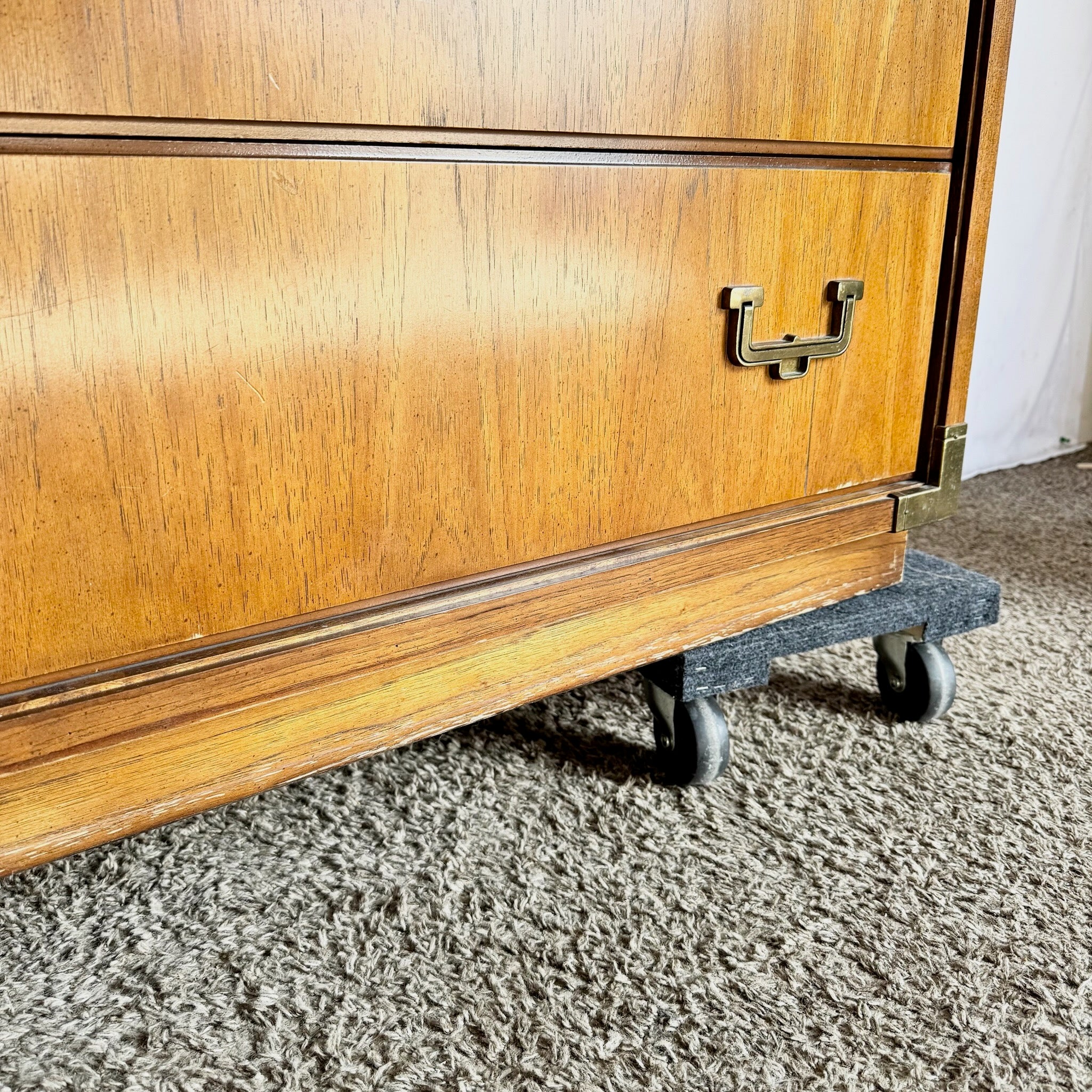 Vintage Campaign Highboy Dresser by Thomasville