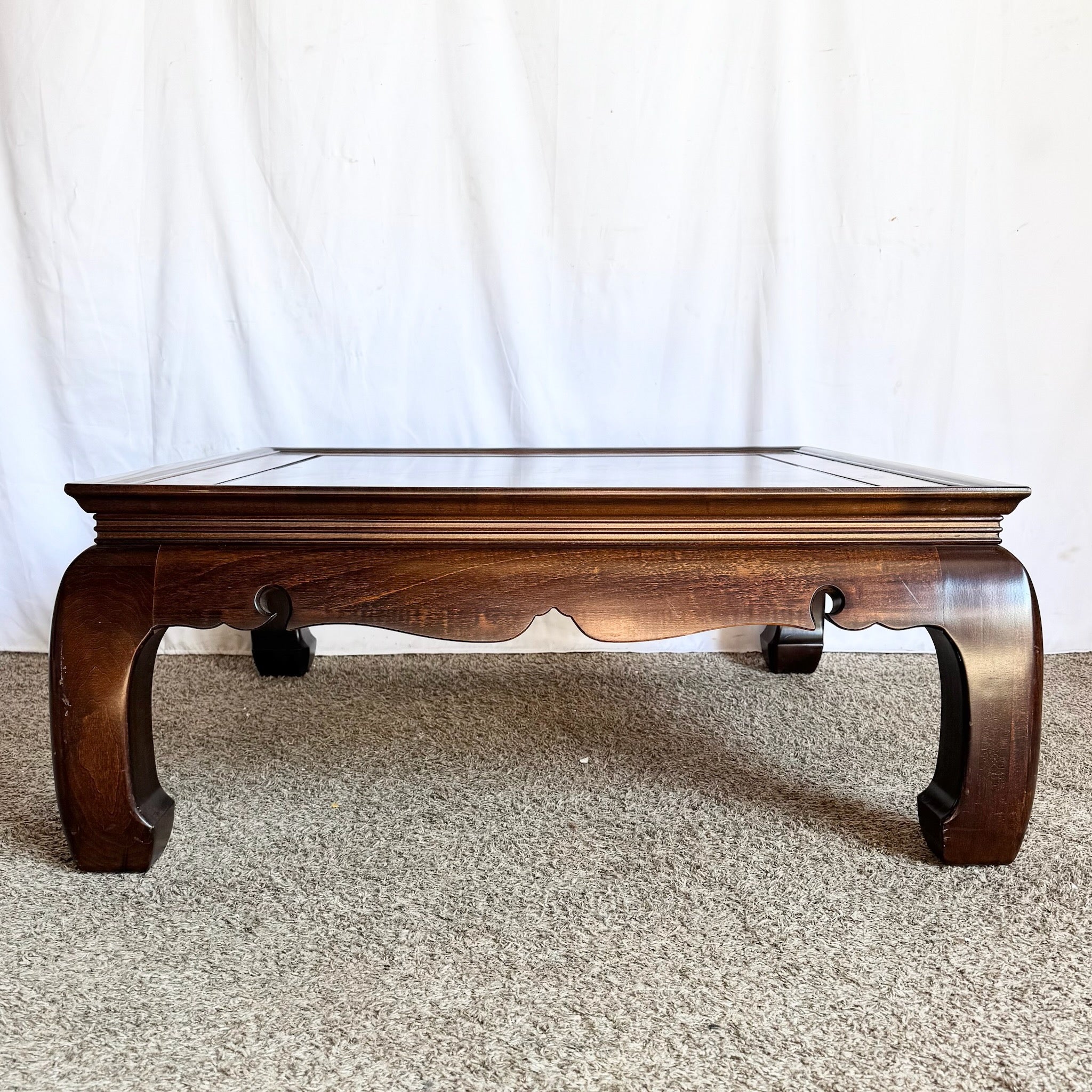 Vintage Ming Style Burl Wood and Smoked Glass Coffee Table by Gordon’s Fine Furniture
