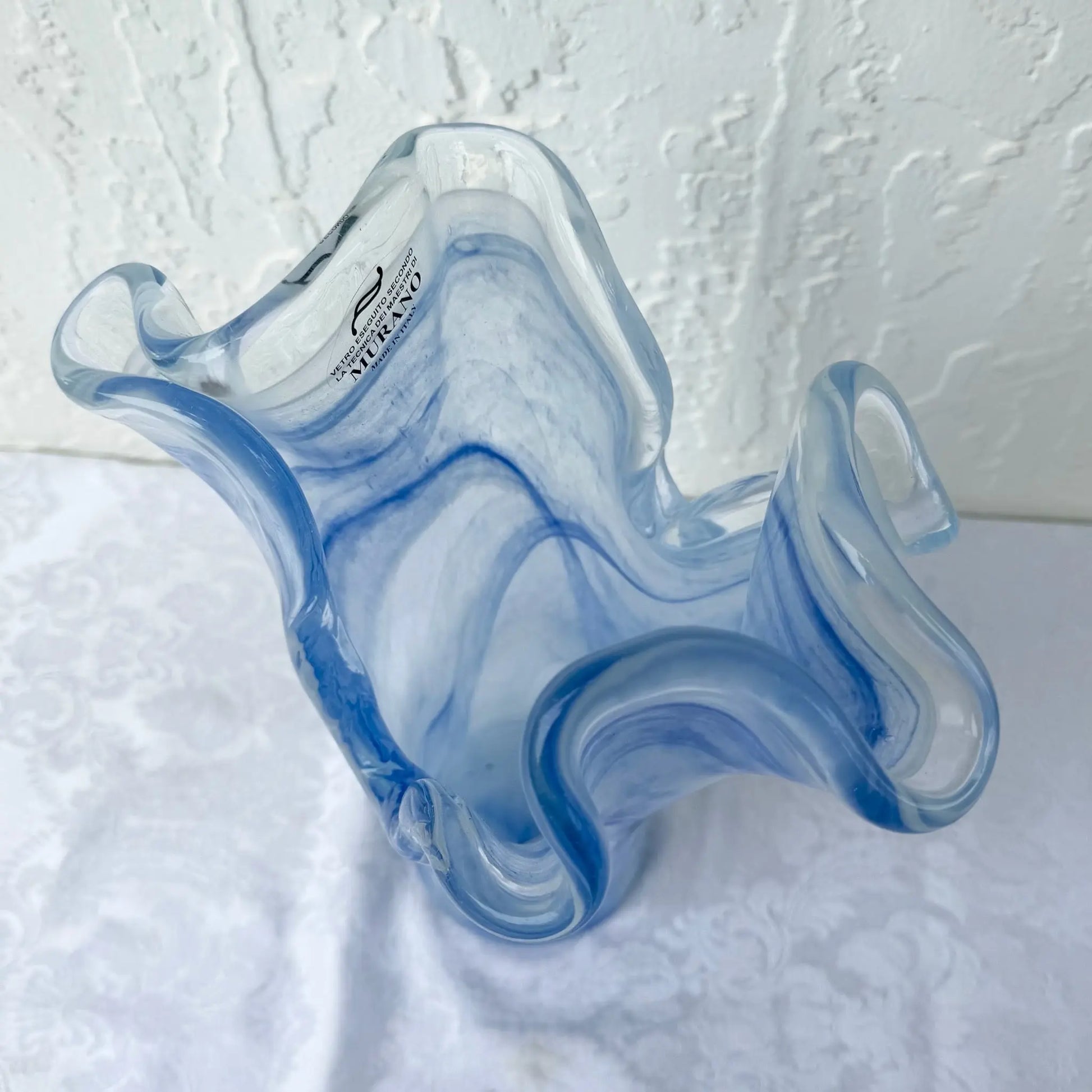 Italian Hand-Blown Art Glass Vase Made in the Murano Tradition Dolphin & Flamingo