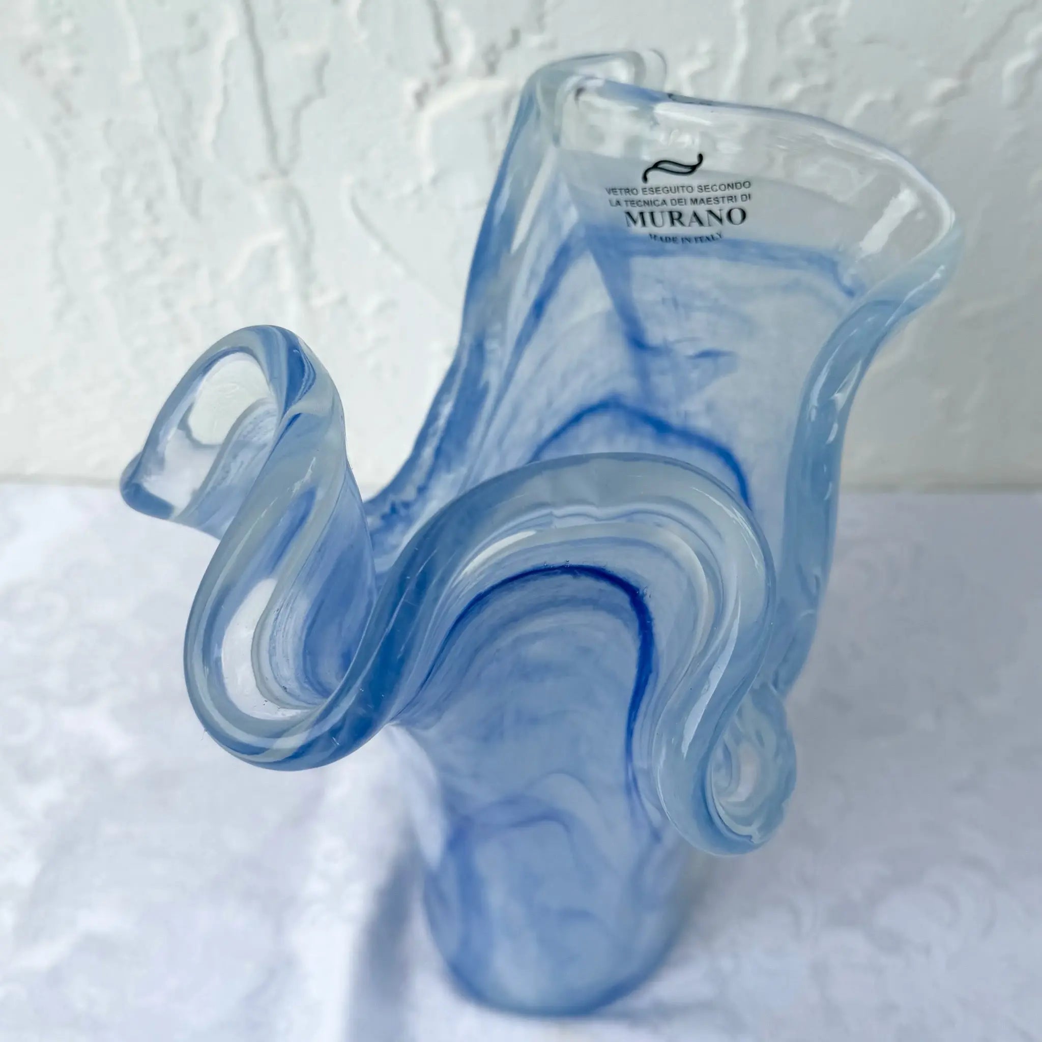 Italian Hand-Blown Art Glass Vase Made in the Murano Tradition Dolphin & Flamingo