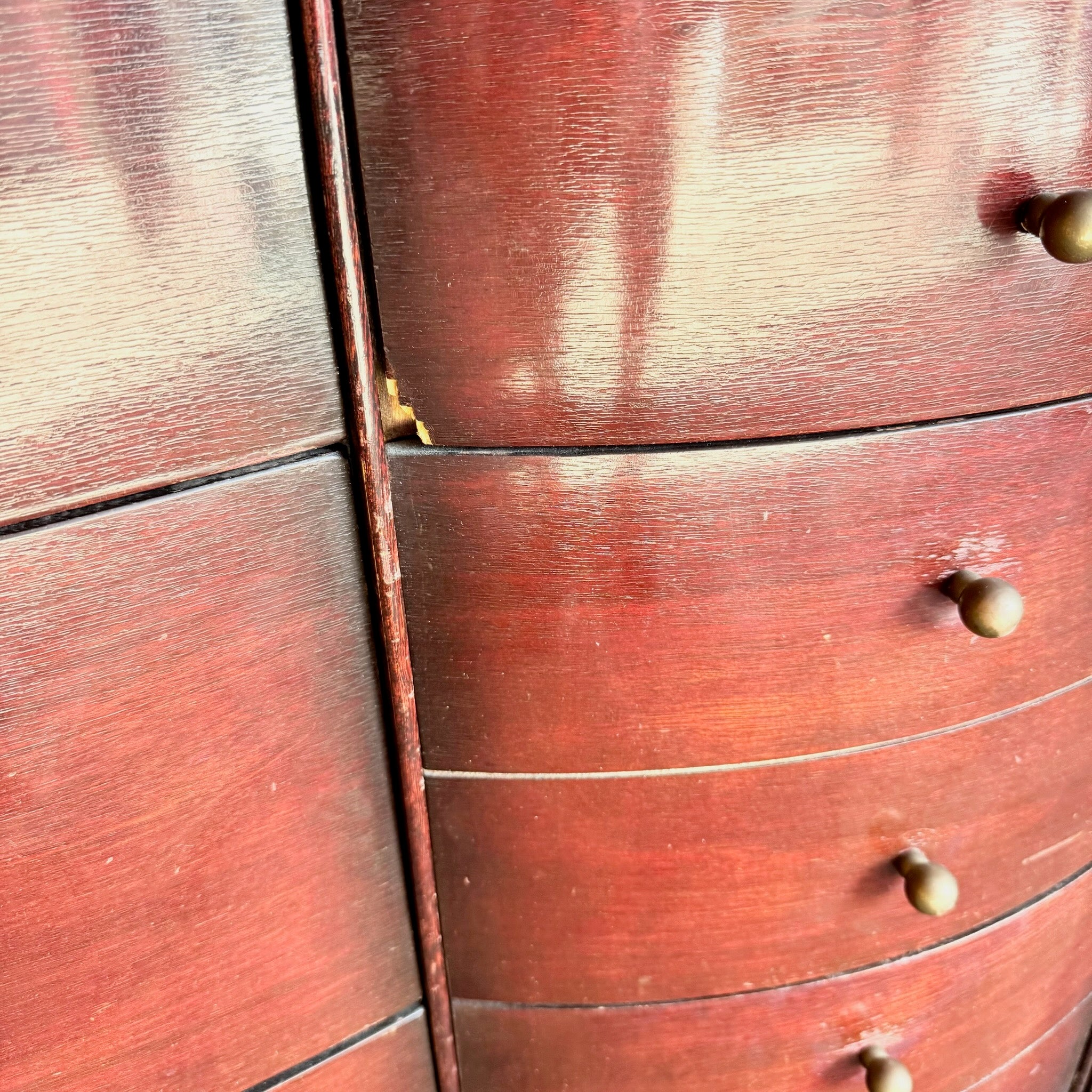 Antique Art Deco Wooden Dresser - 9 Drawers