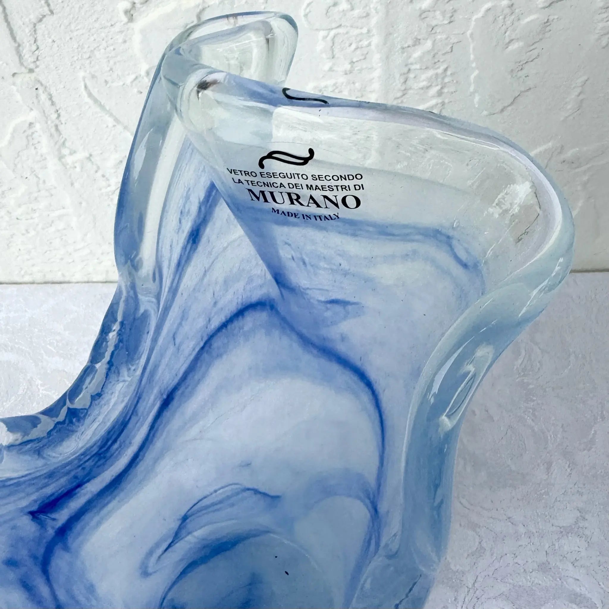 Italian Hand-Blown Art Glass Vase Made in the Murano Tradition Dolphin & Flamingo