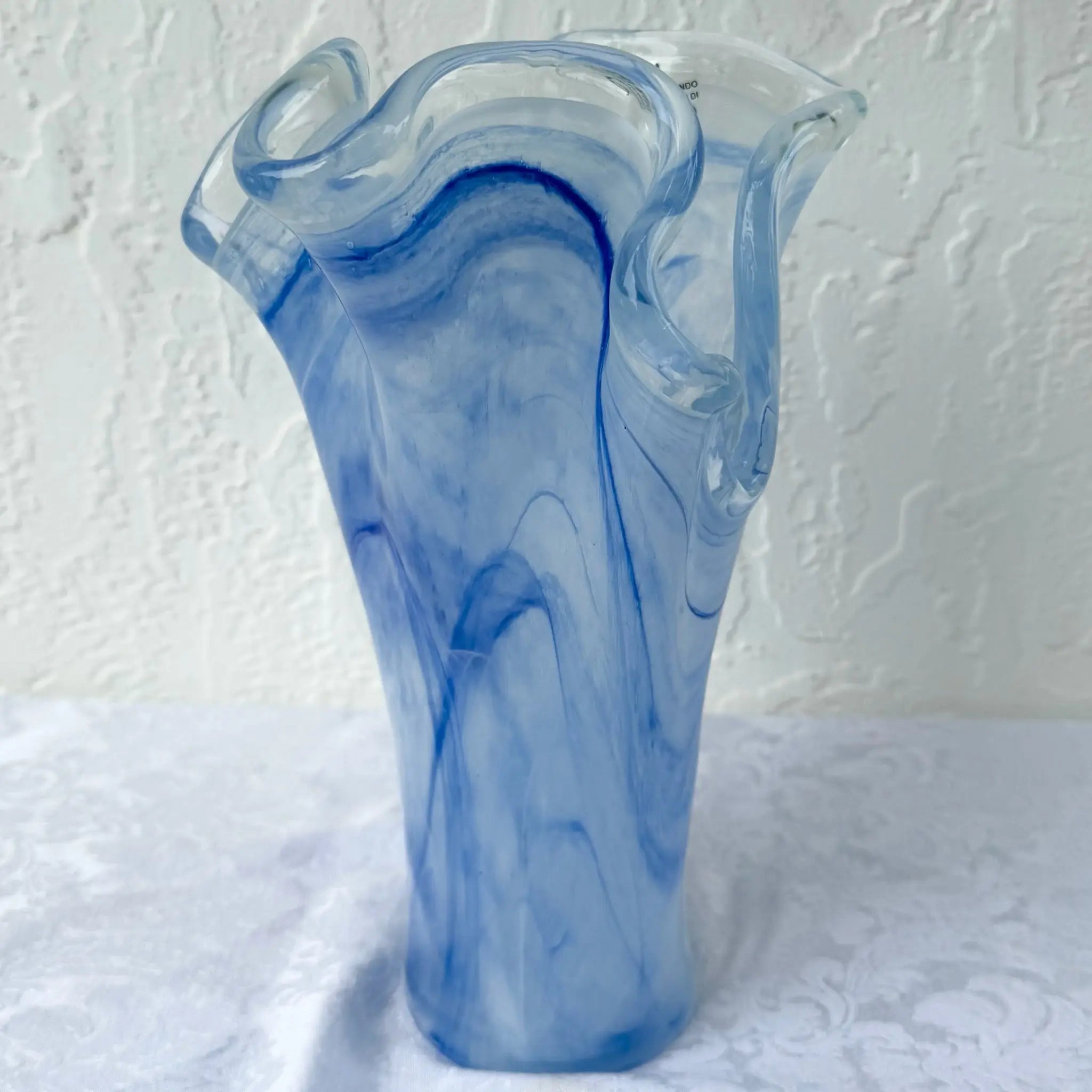 Italian Hand-Blown Art Glass Vase Made in the Murano Tradition Dolphin & Flamingo