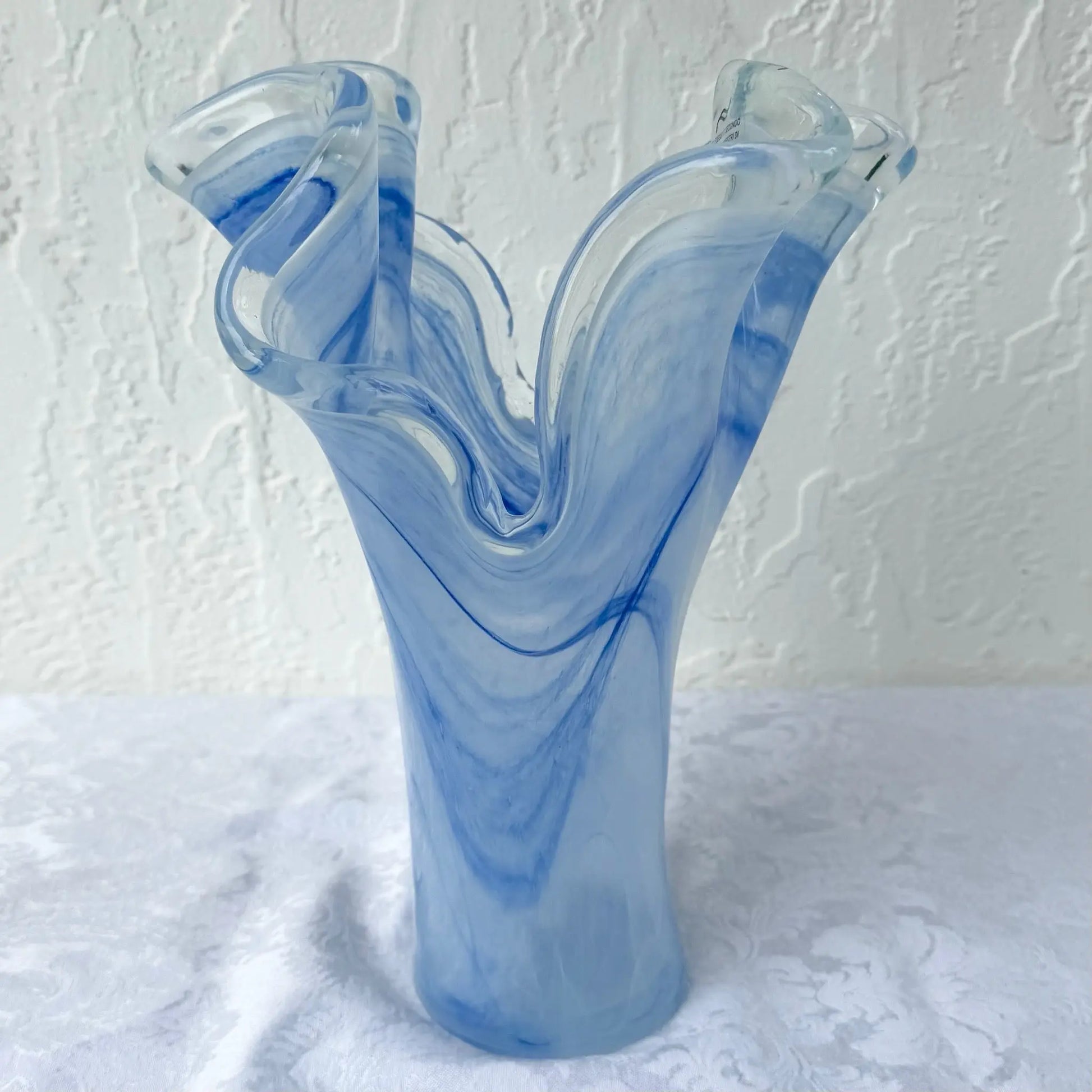 Italian Hand-Blown Art Glass Vase Made in the Murano Tradition Dolphin & Flamingo