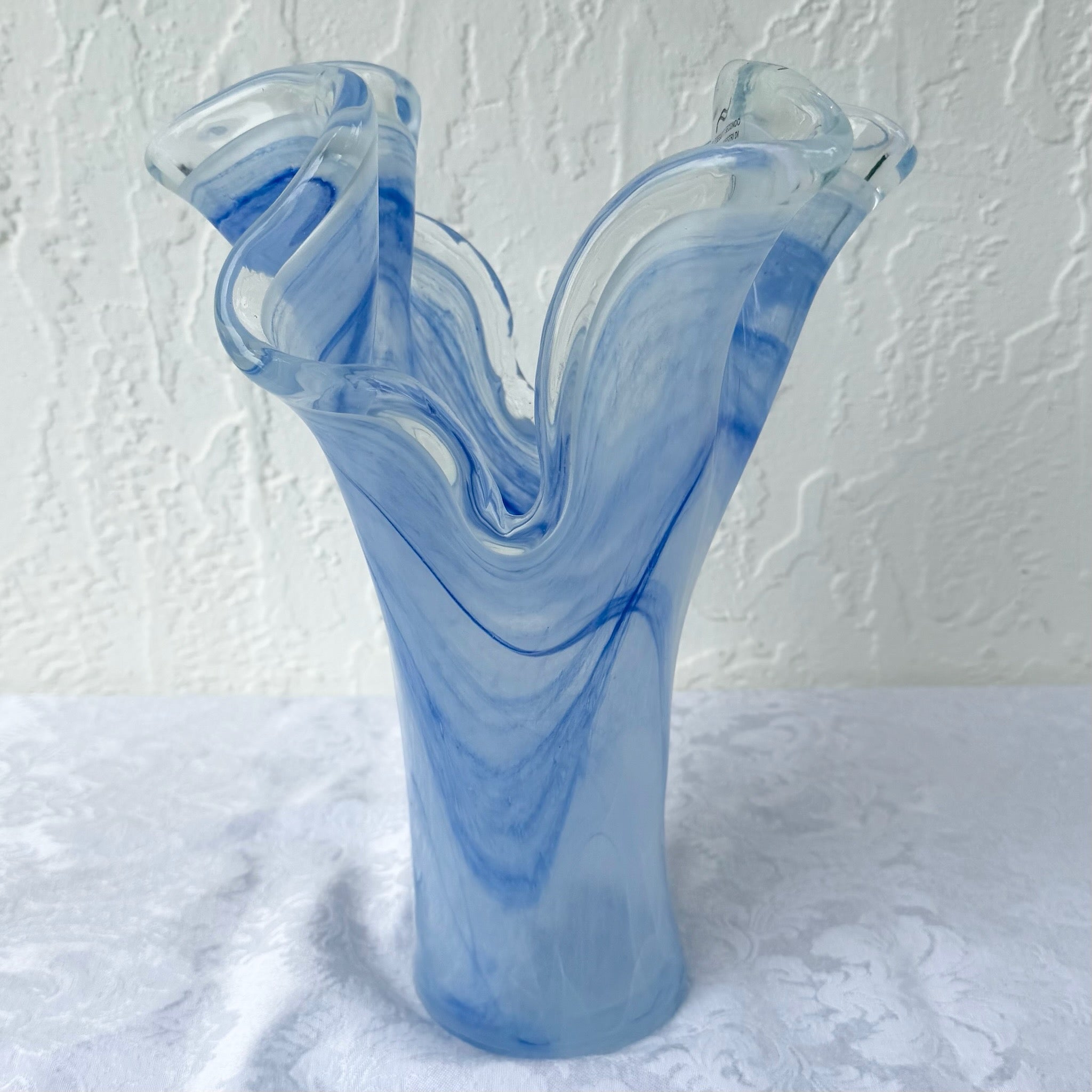 Italian Hand-Blown Art Glass Vase Made in the Murano Tradition Dolphin & Flamingo