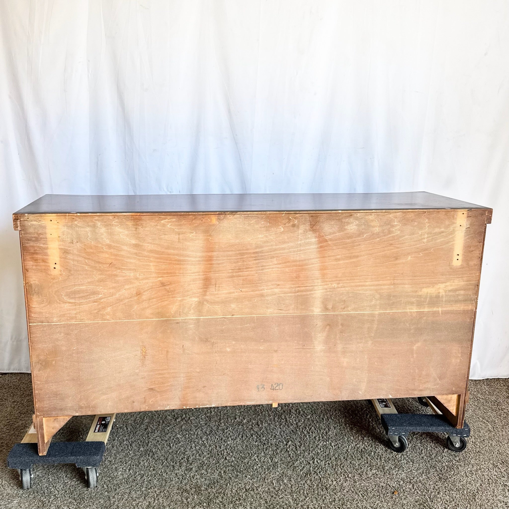 Antique Art Deco Wooden Dresser - 9 Drawers