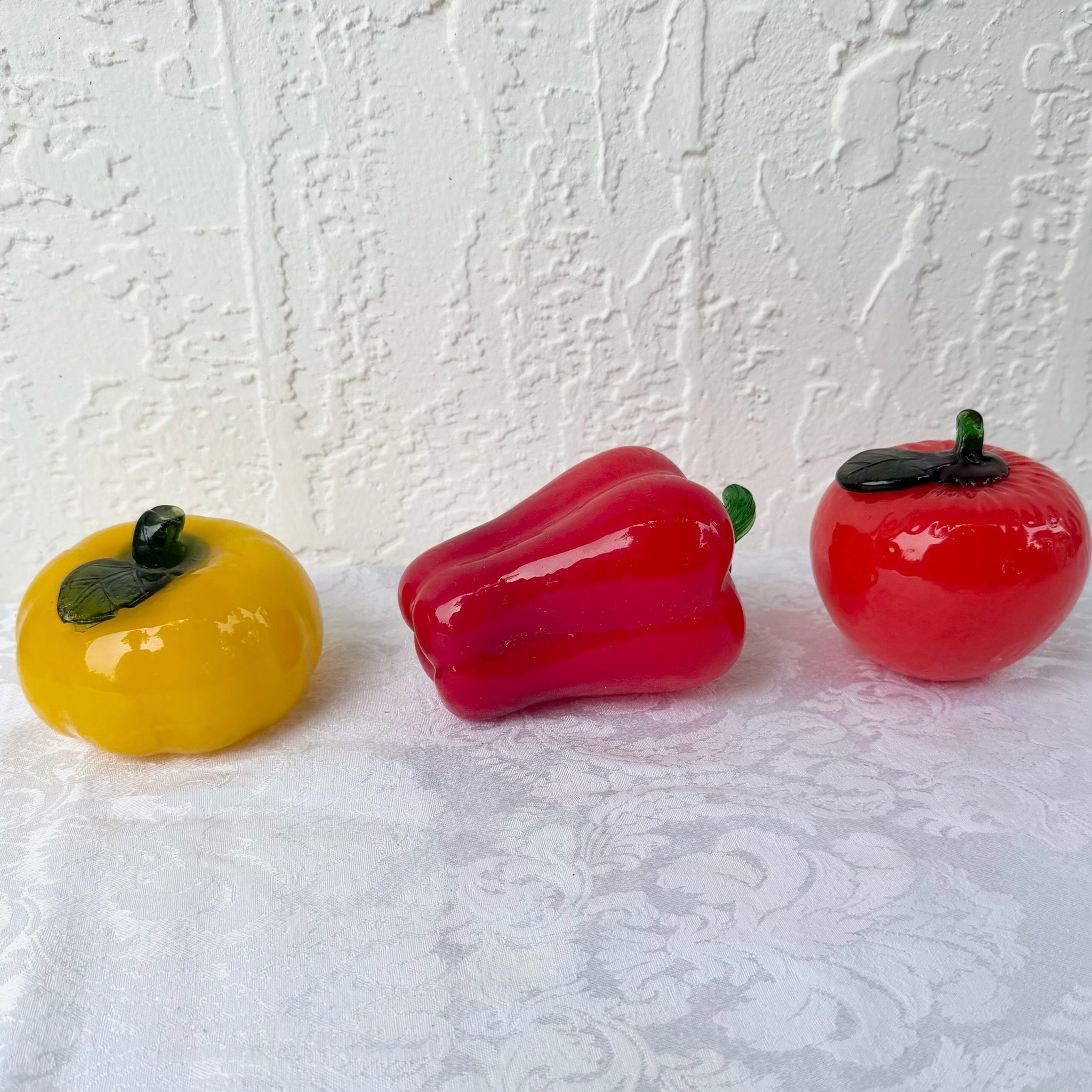 Vintage Moreno Style Hand Blown Glass Vegetables - Set of 3 Dolphin & Flamingo