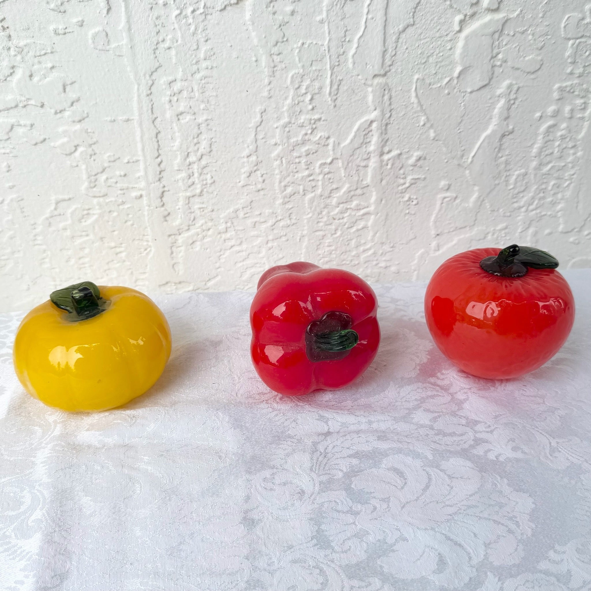Vintage Moreno Style Hand Blown Glass Vegetables - Set of 3 Dolphin & Flamingo