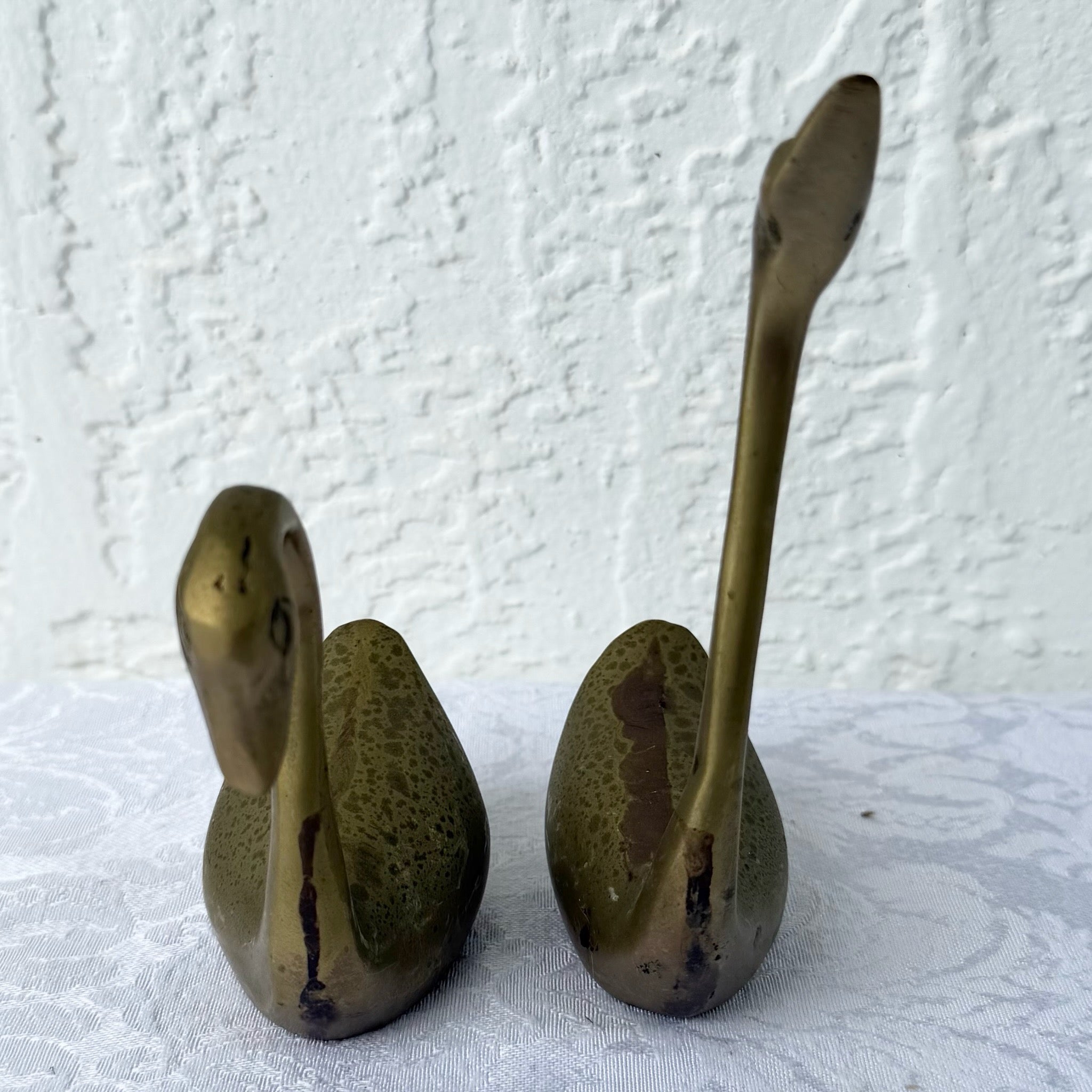 Vintage Art Deco Brass Swan Sculptures Dolphin & Flamingo