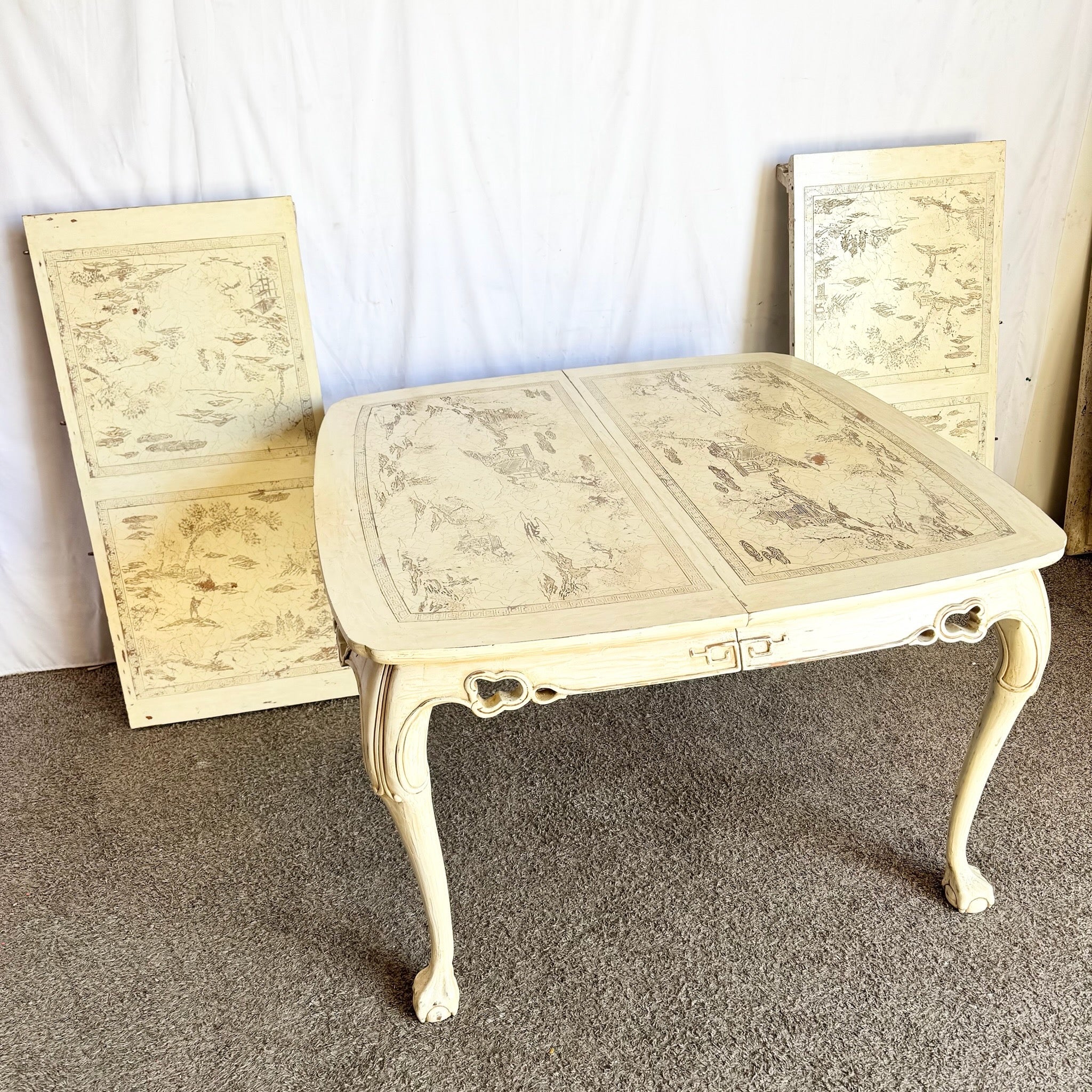 Vintage “Ming Treasure” Hand Carved Ball in Claw Extendable Dining Table by Drexel